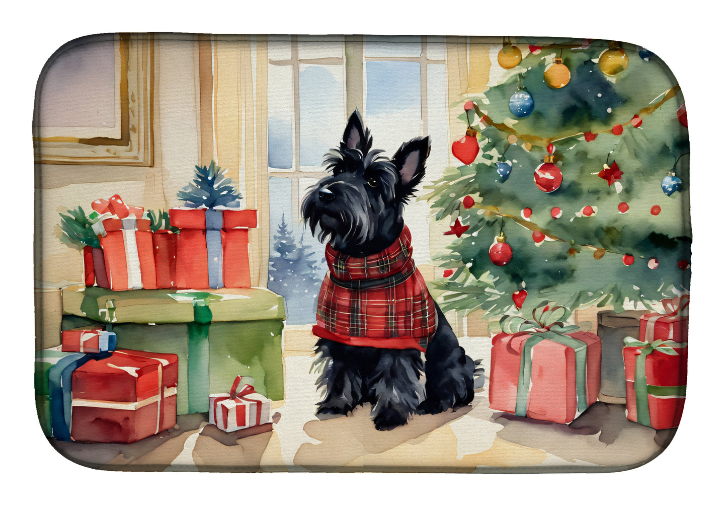 Buy this Scottish Terrier Cozy Christmas Dish Drying Mat