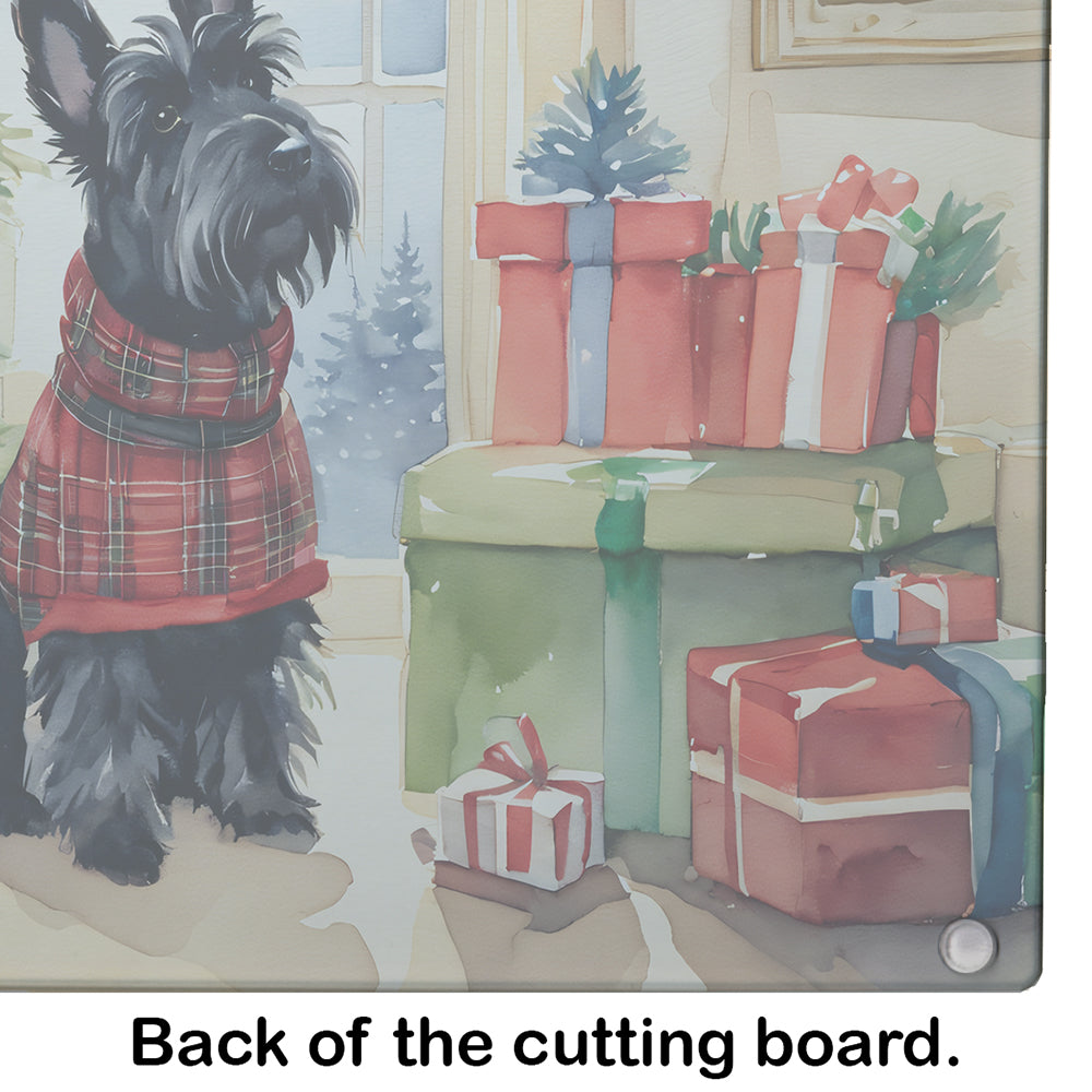 Scottish Terrier Cozy Christmas Glass Cutting Board
