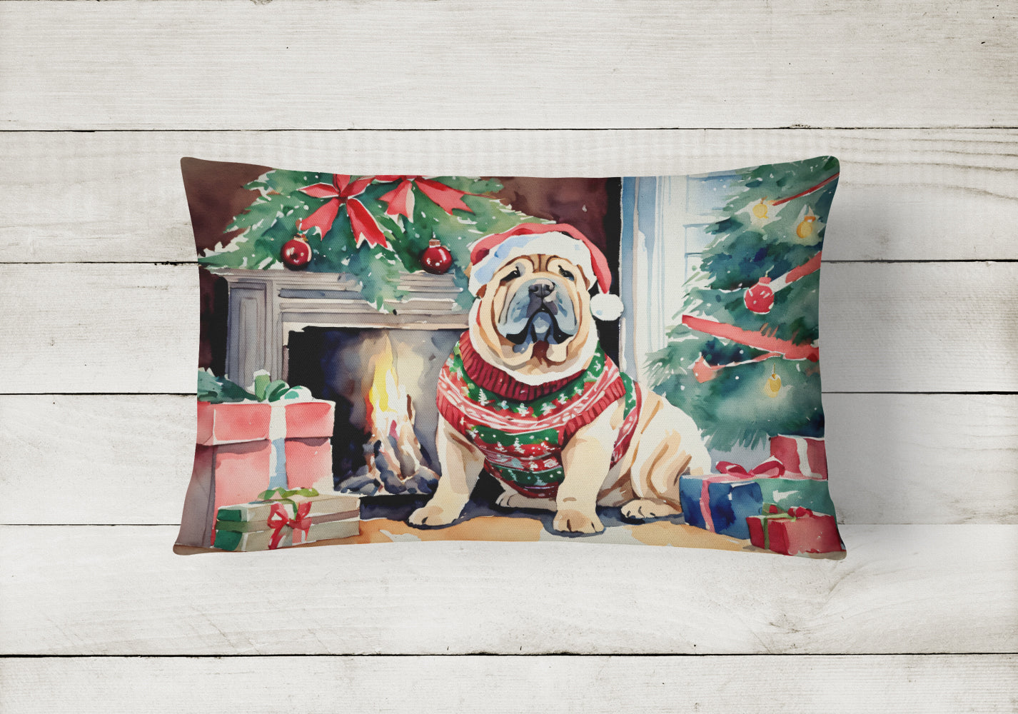 Shar Pei Cozy Christmas Throw Pillow