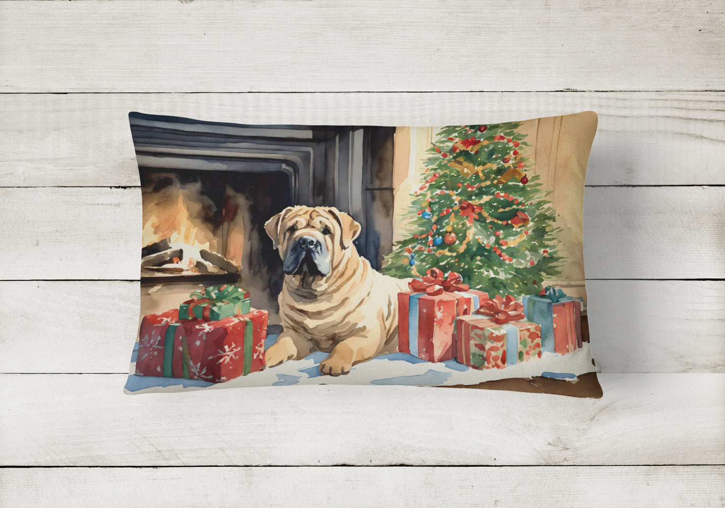 Shar Pei Cozy Christmas Throw Pillow