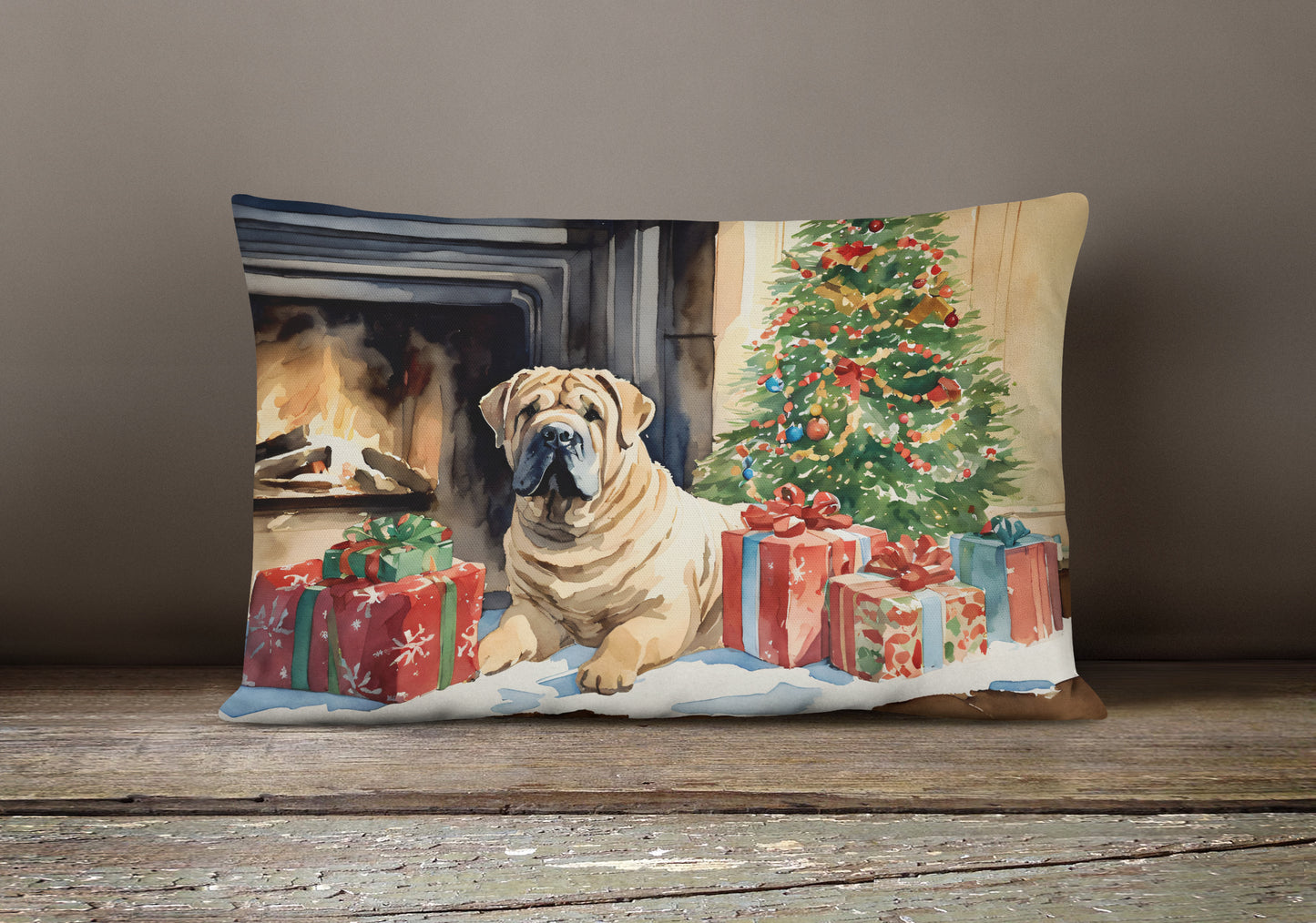 Shar Pei Cozy Christmas Throw Pillow