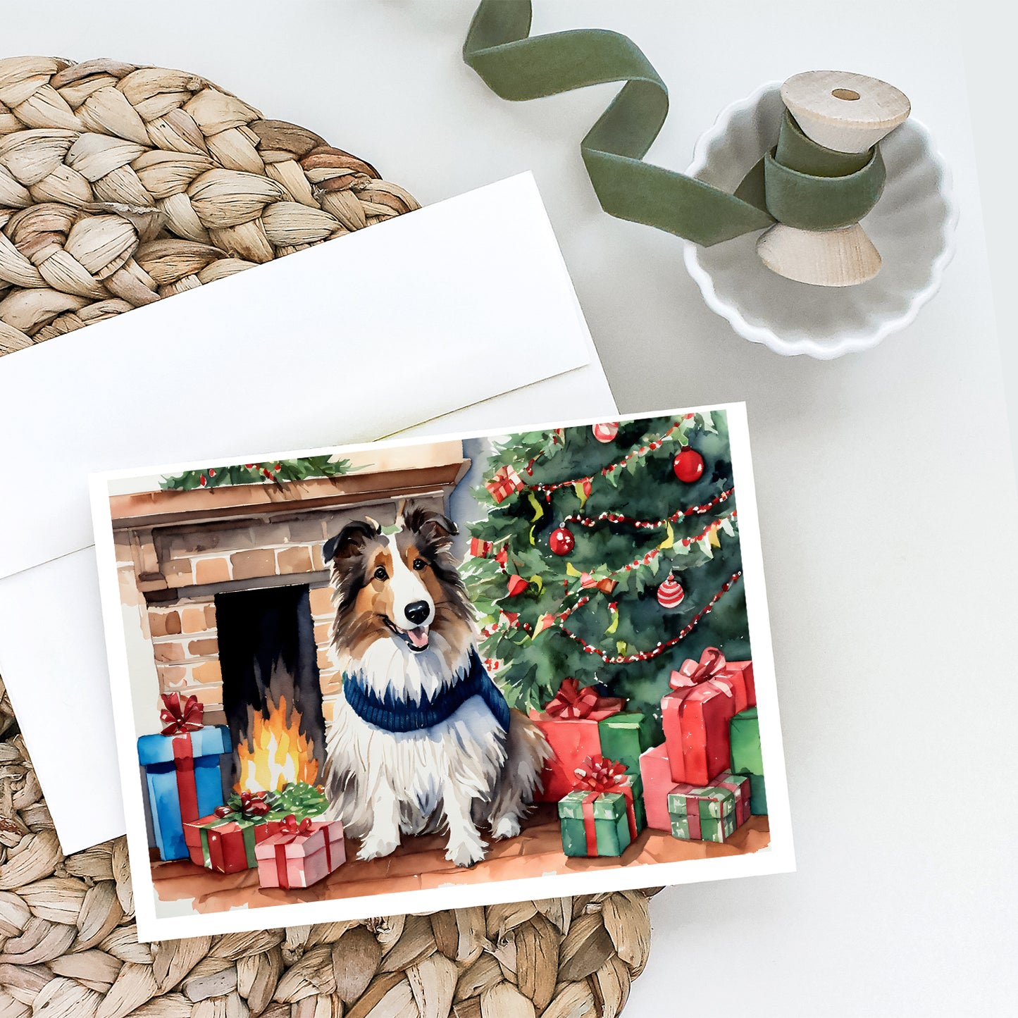 Sheltie Cozy Christmas Greeting Cards Pack of 8