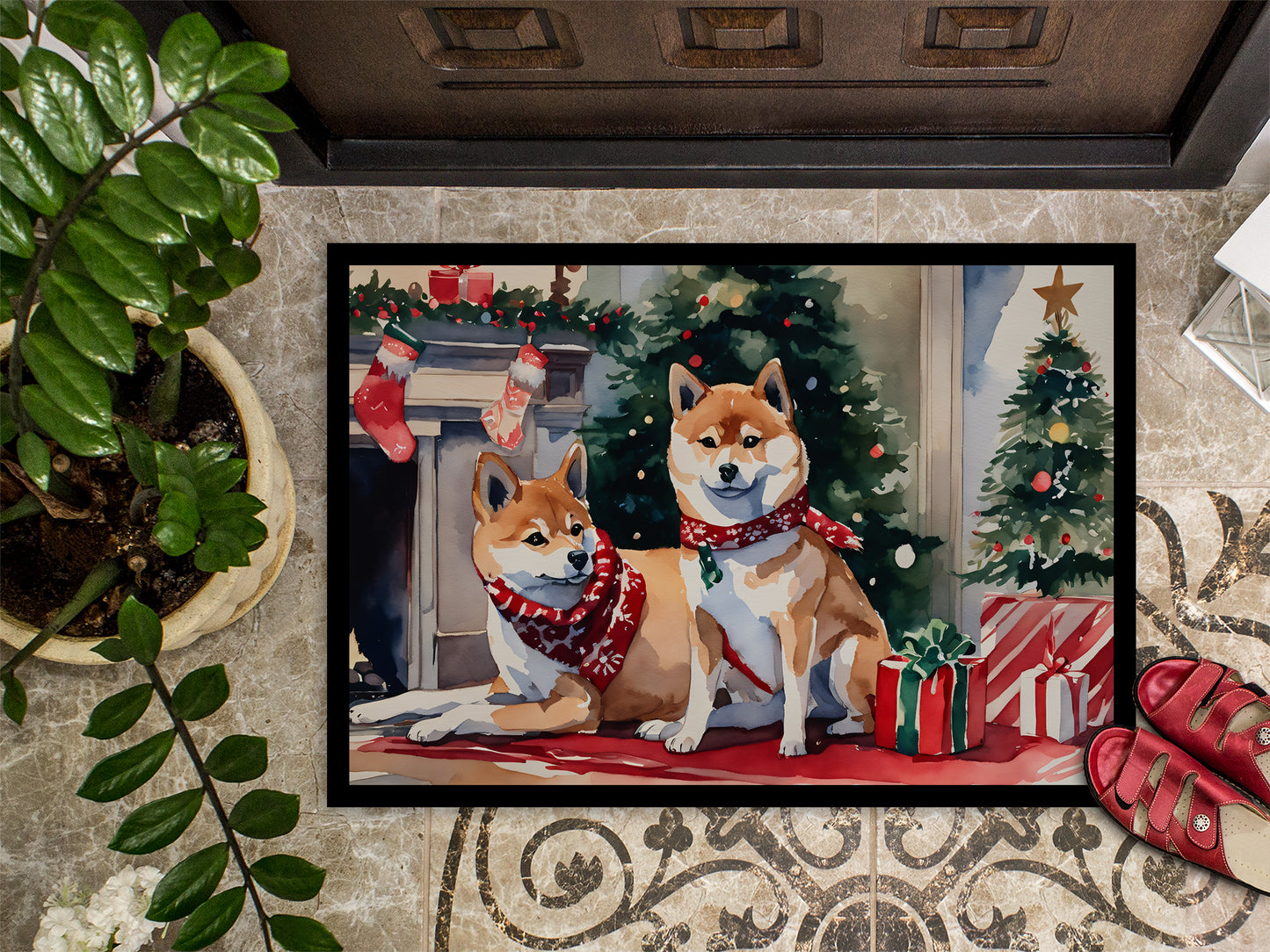 Shiba Inu Cozy Christmas Doormat