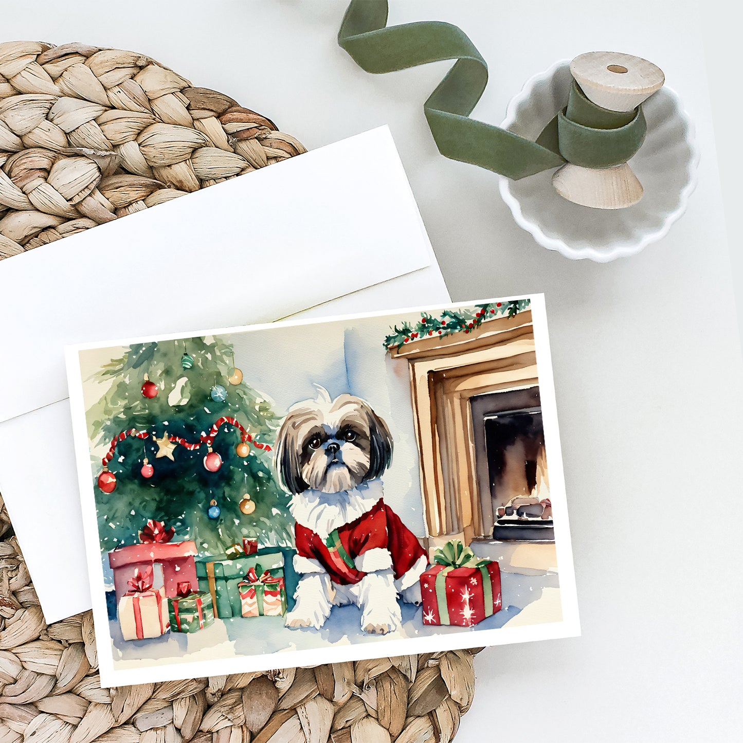 Shih Tzu Cozy Christmas Greeting Cards Pack of 8