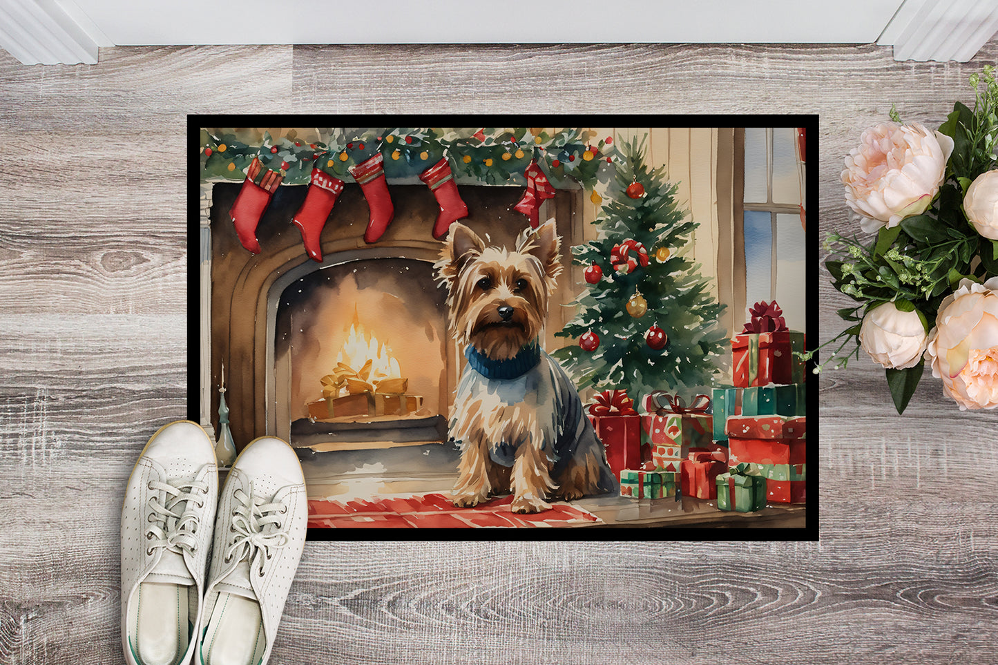 Silky Terrier Cozy Christmas Doormat