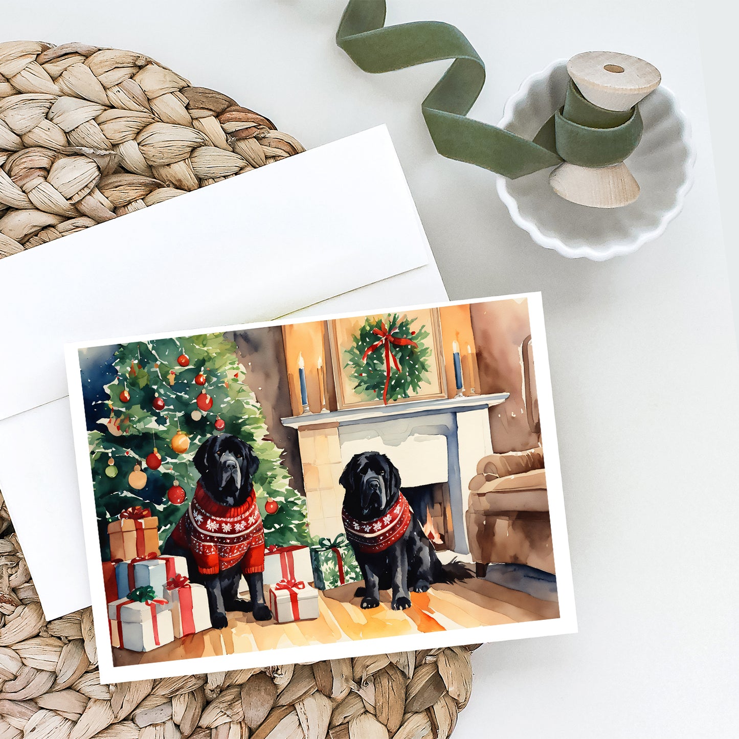 Tibetan Mastiff Cozy Christmas Greeting Cards Pack of 8