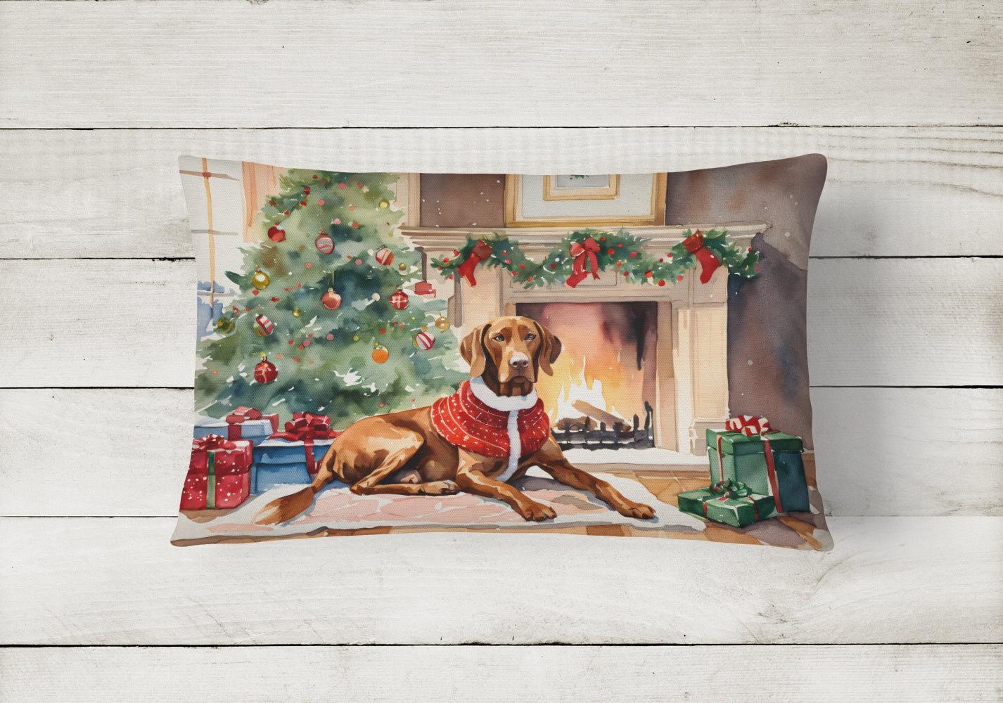Vizsla Cozy Christmas Throw Pillow