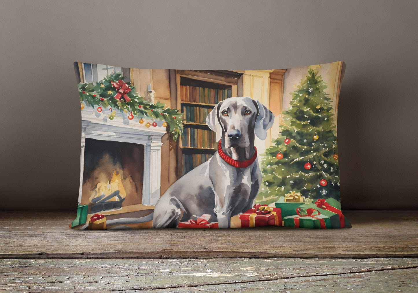 Weimaraner Cozy Christmas Throw Pillow