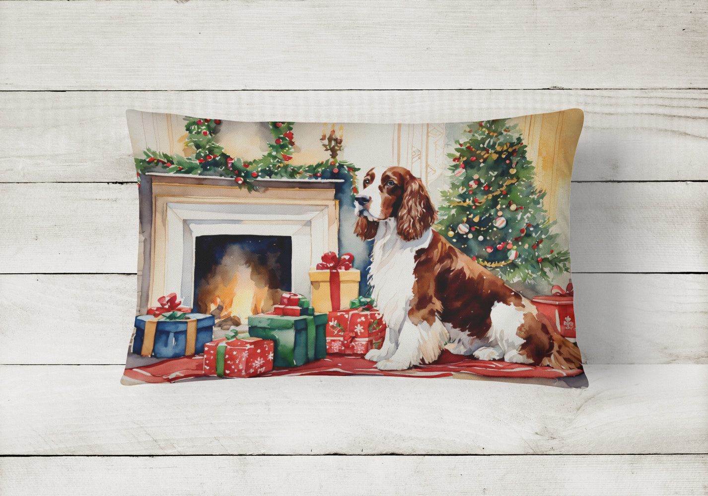 Welsh Springer Spaniel Cozy Christmas Throw Pillow