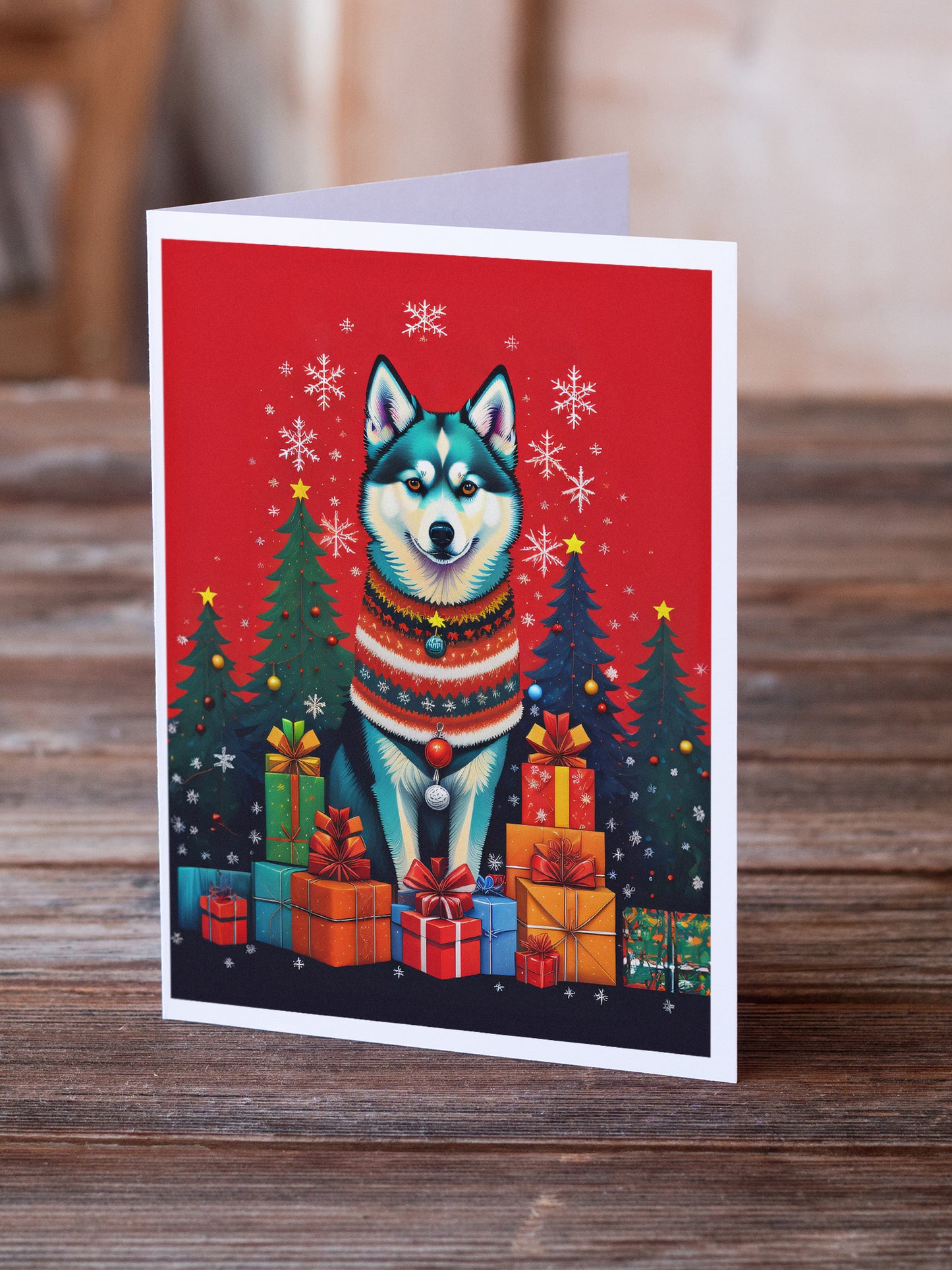 Alaskan Klee Kai Holiday Christmas Greeting Cards Pack of 8