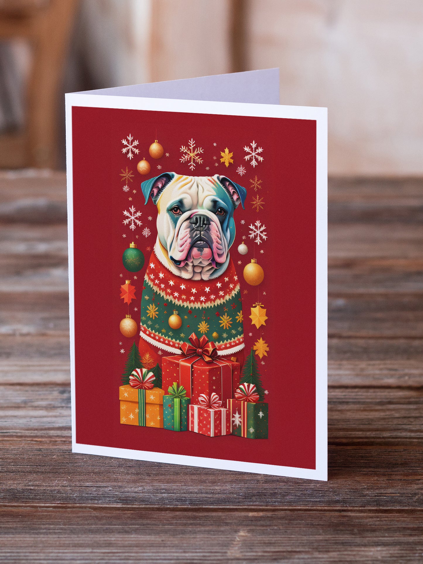 American Bulldog Holiday Christmas Greeting Cards Pack of 8
