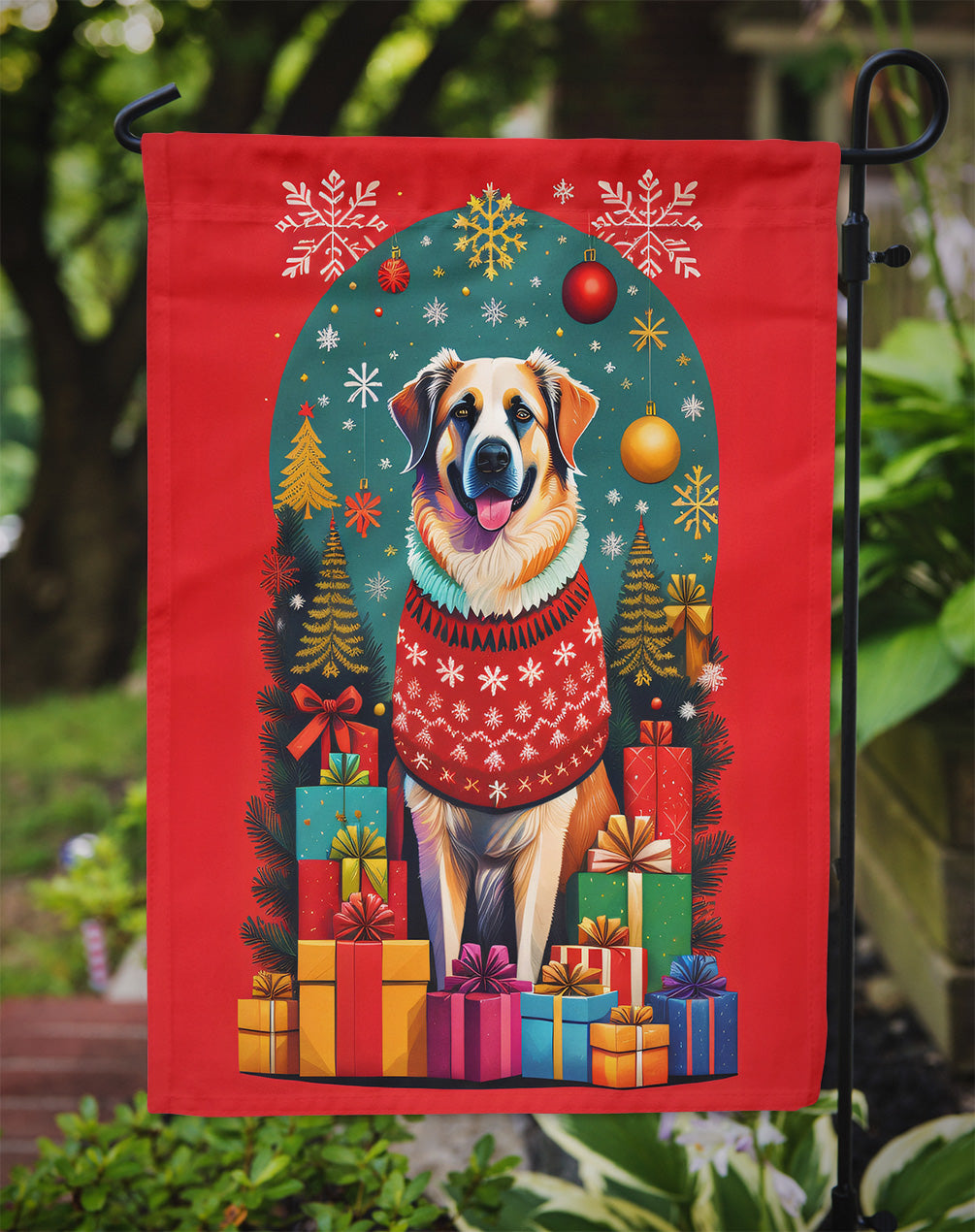 Anatolian Shepherd Dog Holiday Christmas Garden Flag