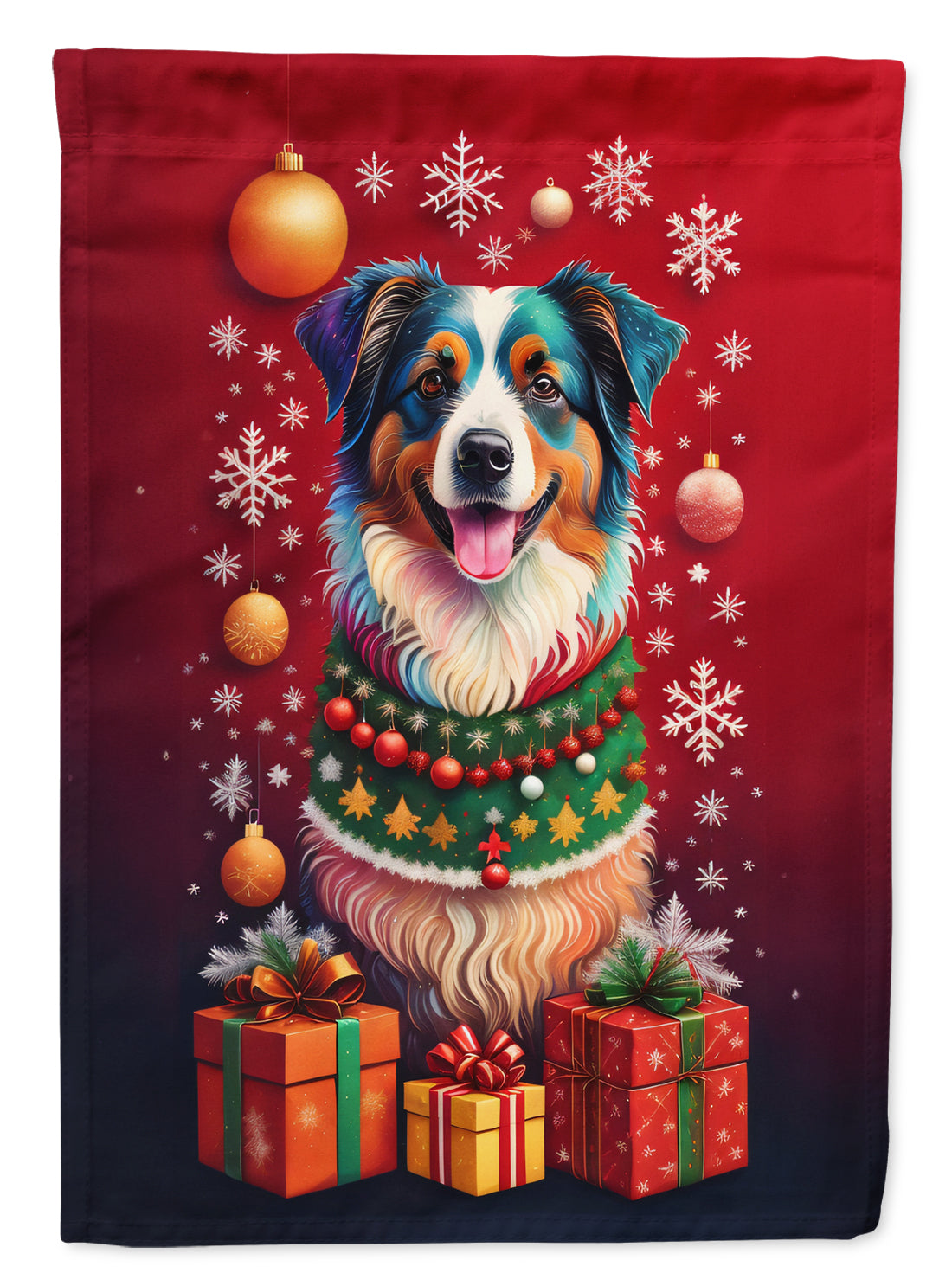 Buy this Australian Shepherd Holiday Christmas House Flag