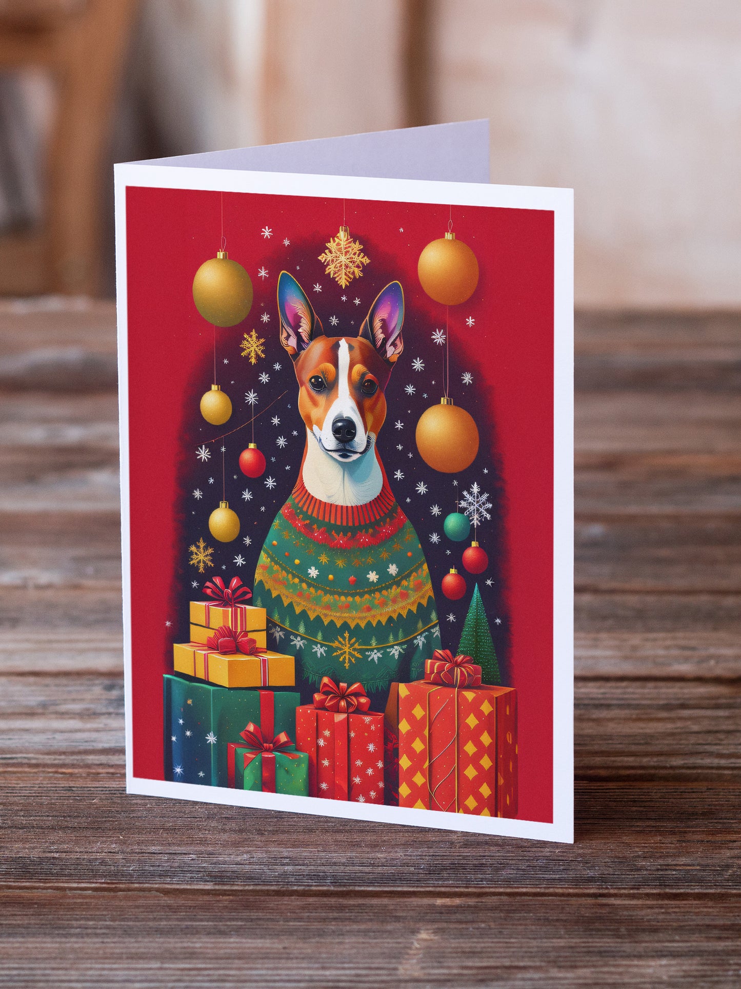 Basenji Holiday Christmas Greeting Cards Pack of 8