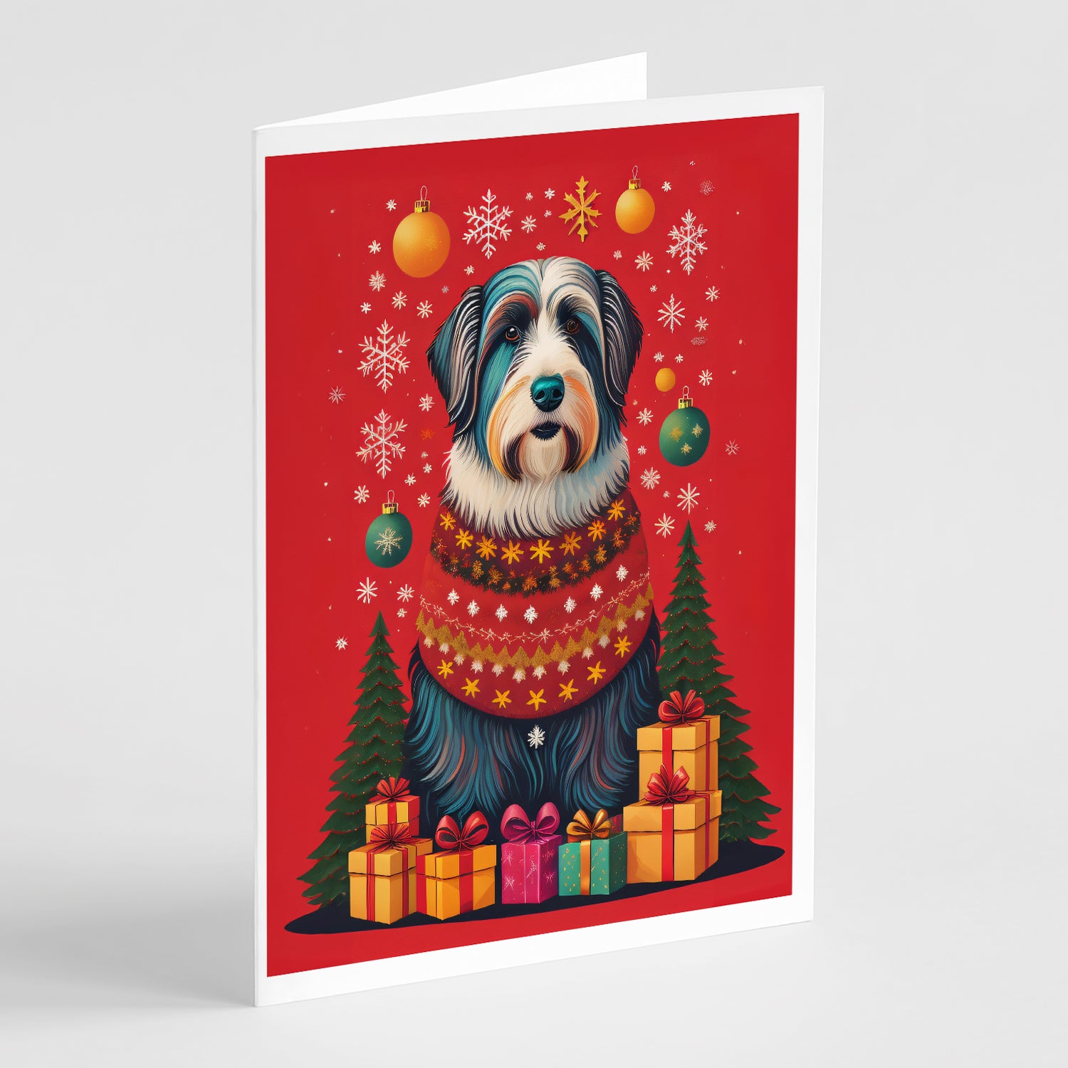 Buy this Bearded Collie Holiday Christmas Greeting Cards Pack of 8