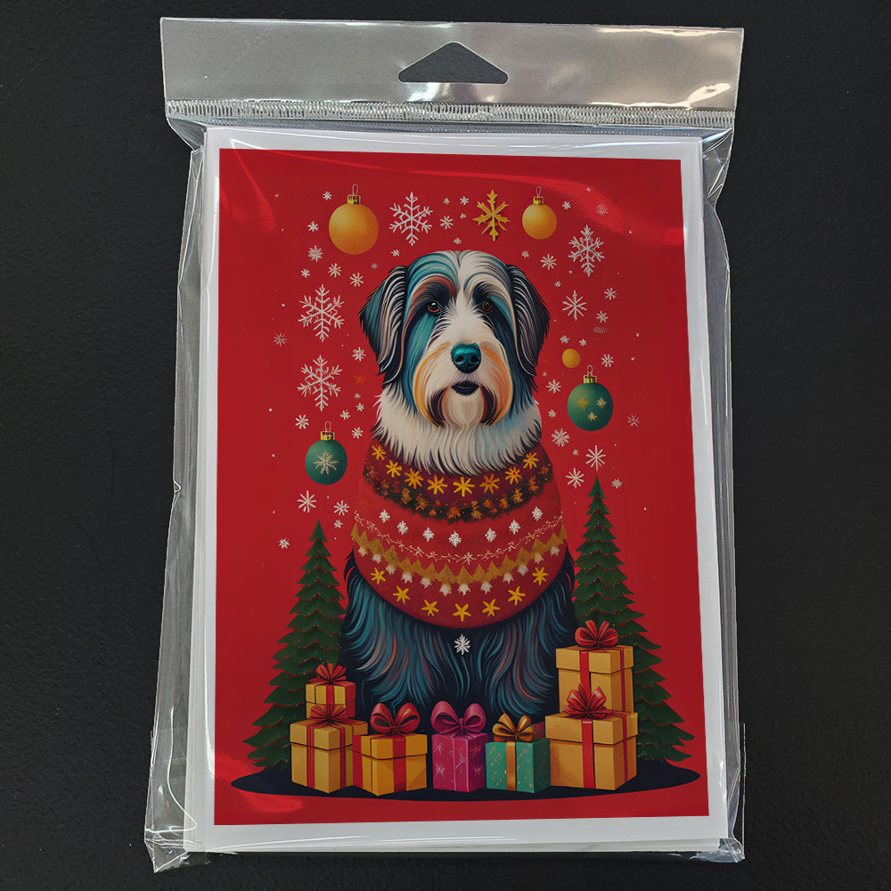 Bearded Collie Holiday Christmas Greeting Cards Pack of 8