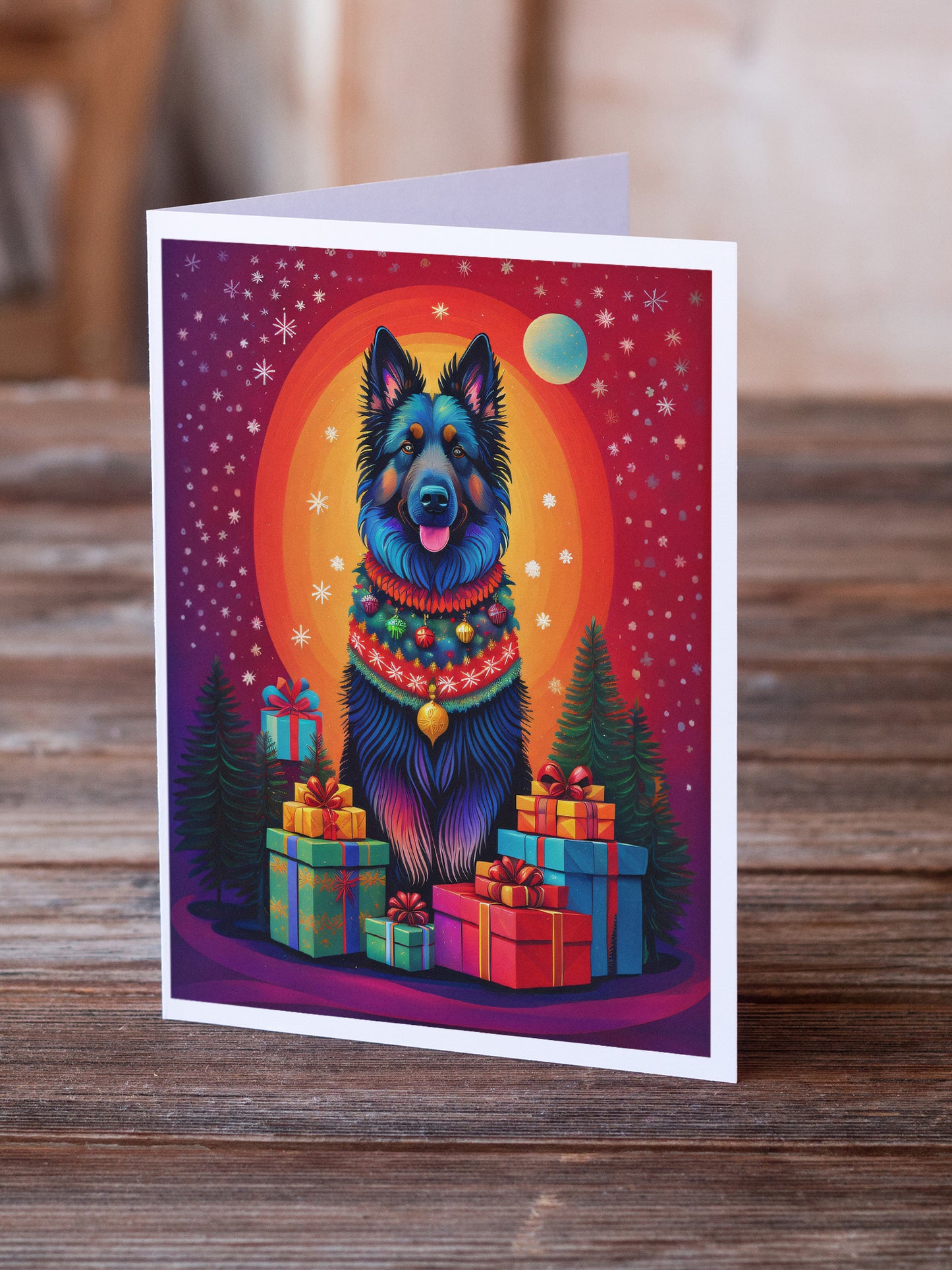 Belgian Sheepdog Holiday Christmas Greeting Cards Pack of 8