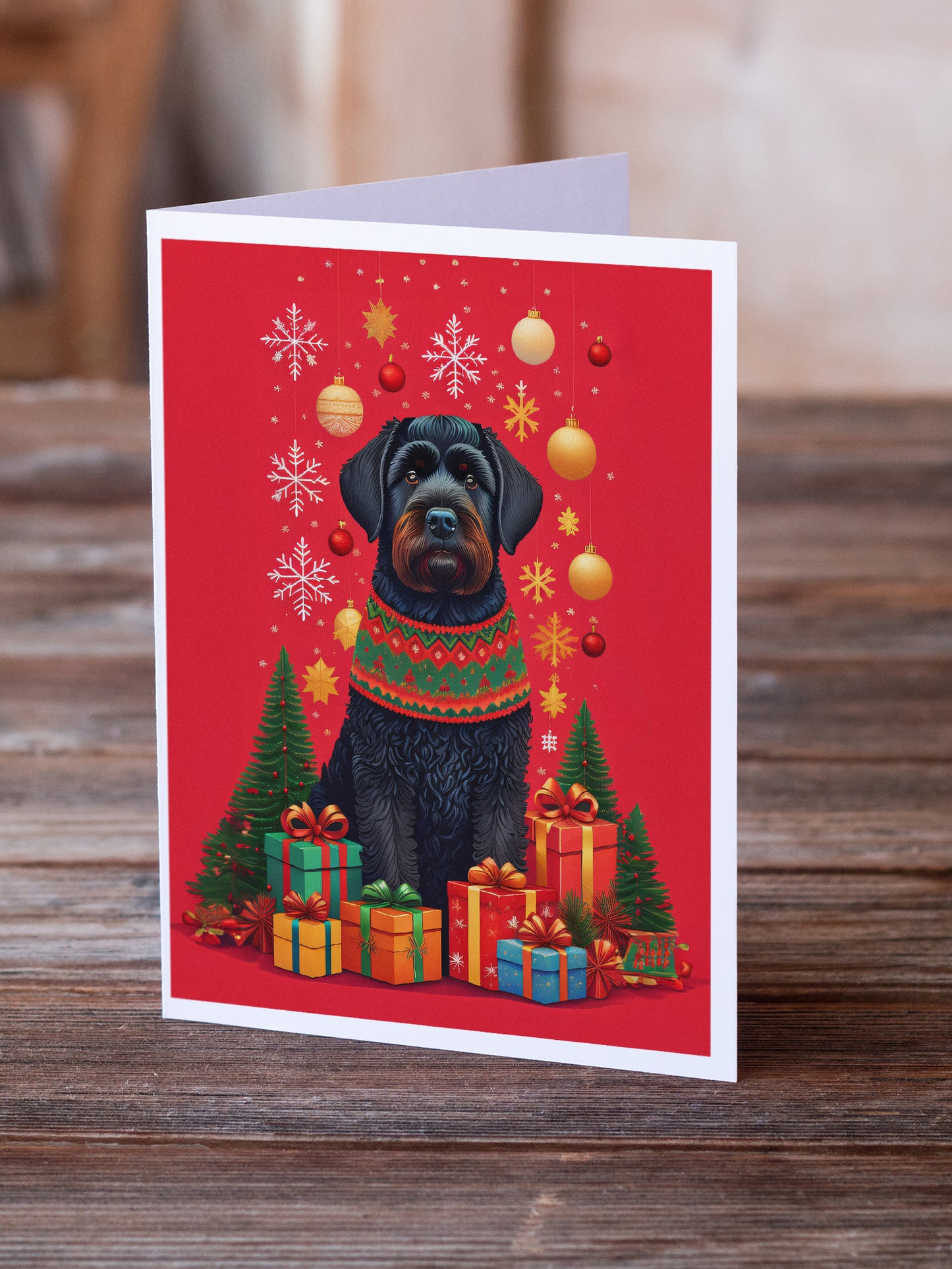 Black Russian Terrier Holiday Christmas Greeting Cards Pack of 8
