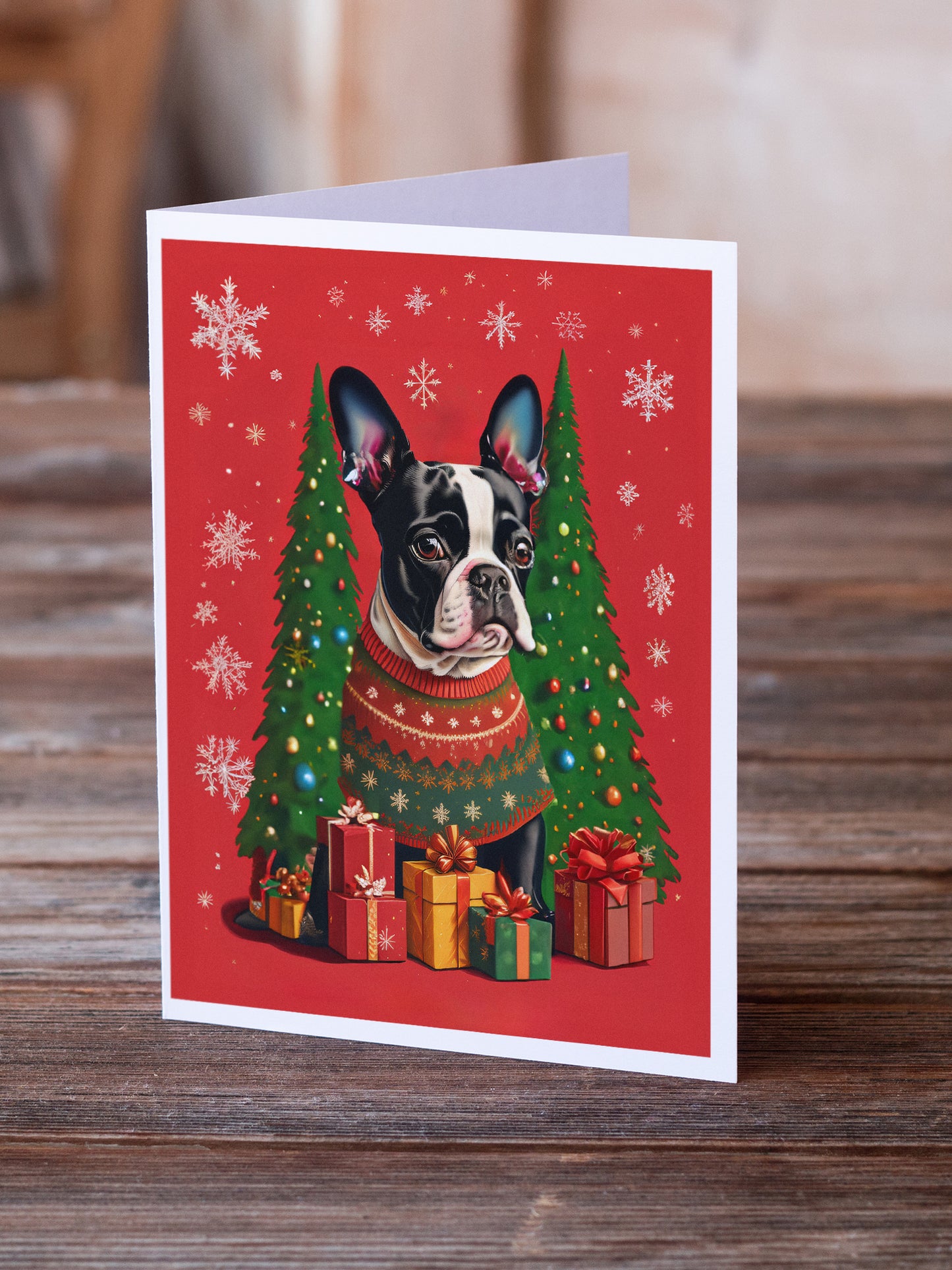 Boston Terrier Holiday Christmas Greeting Cards Pack of 8