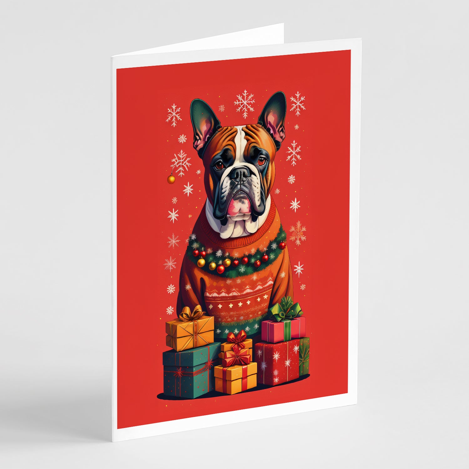 Buy this Fawn Boxer Cropped Ears Holiday Christmas Greeting Cards Pack of 8