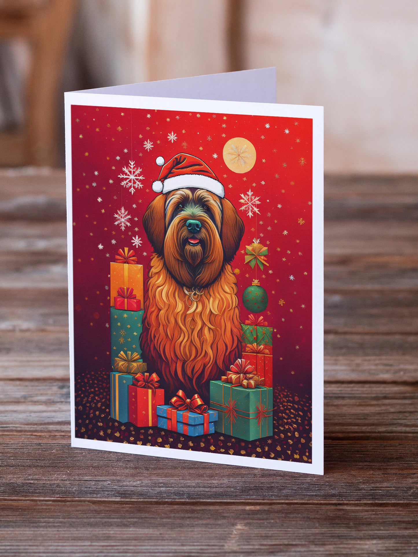 Briard Holiday Christmas Greeting Cards Pack of 8