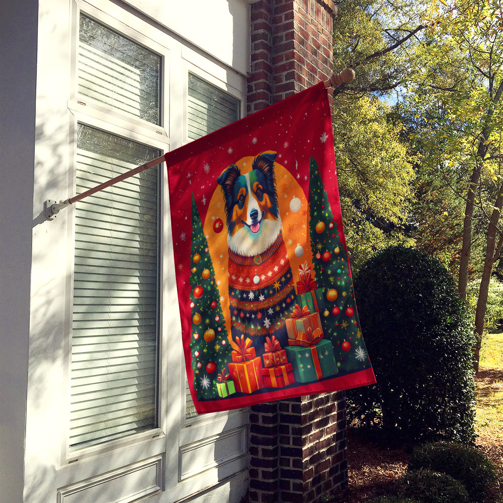 Collie Holiday Christmas House Flag