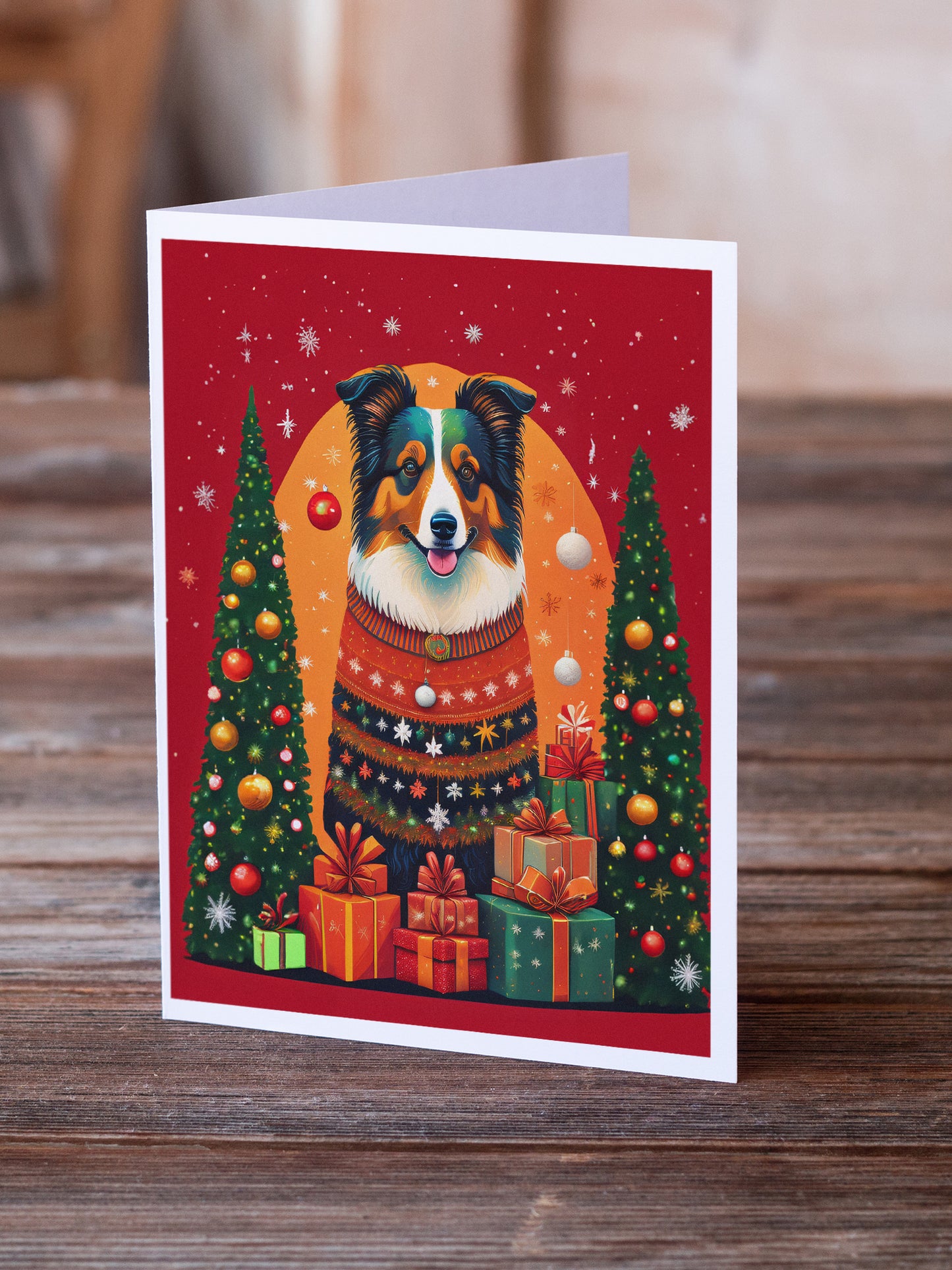 Collie Holiday Christmas Greeting Cards Pack of 8