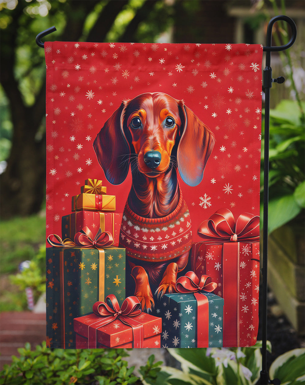 Dachshund Holiday Christmas Garden Flag