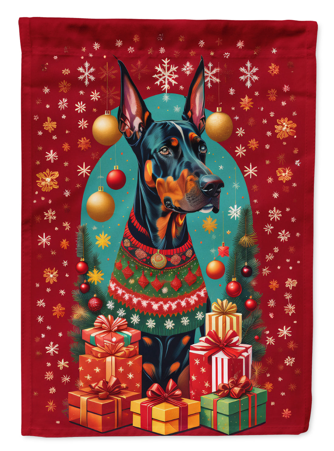 Buy this Doberman Pinscher Holiday Christmas House Flag