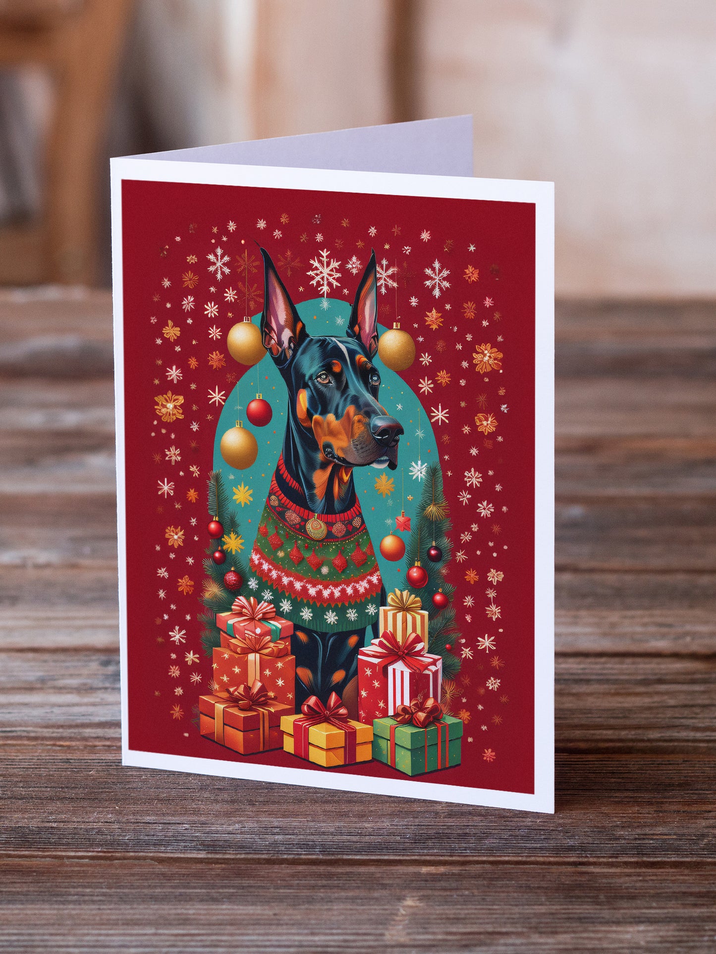 Doberman Pinscher Holiday Christmas Greeting Cards Pack of 8