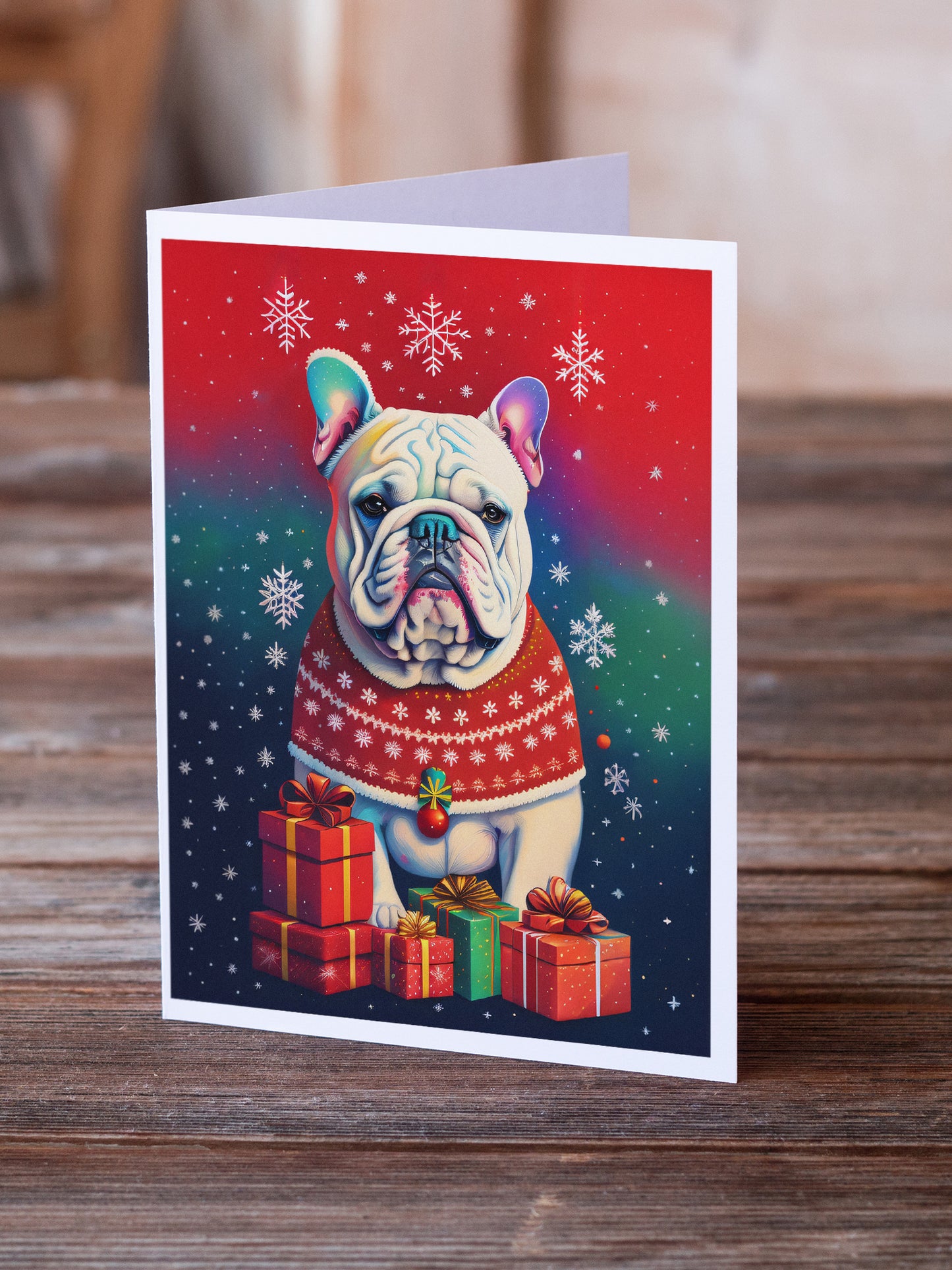 English Bulldog Holiday Christmas Greeting Cards Pack of 8