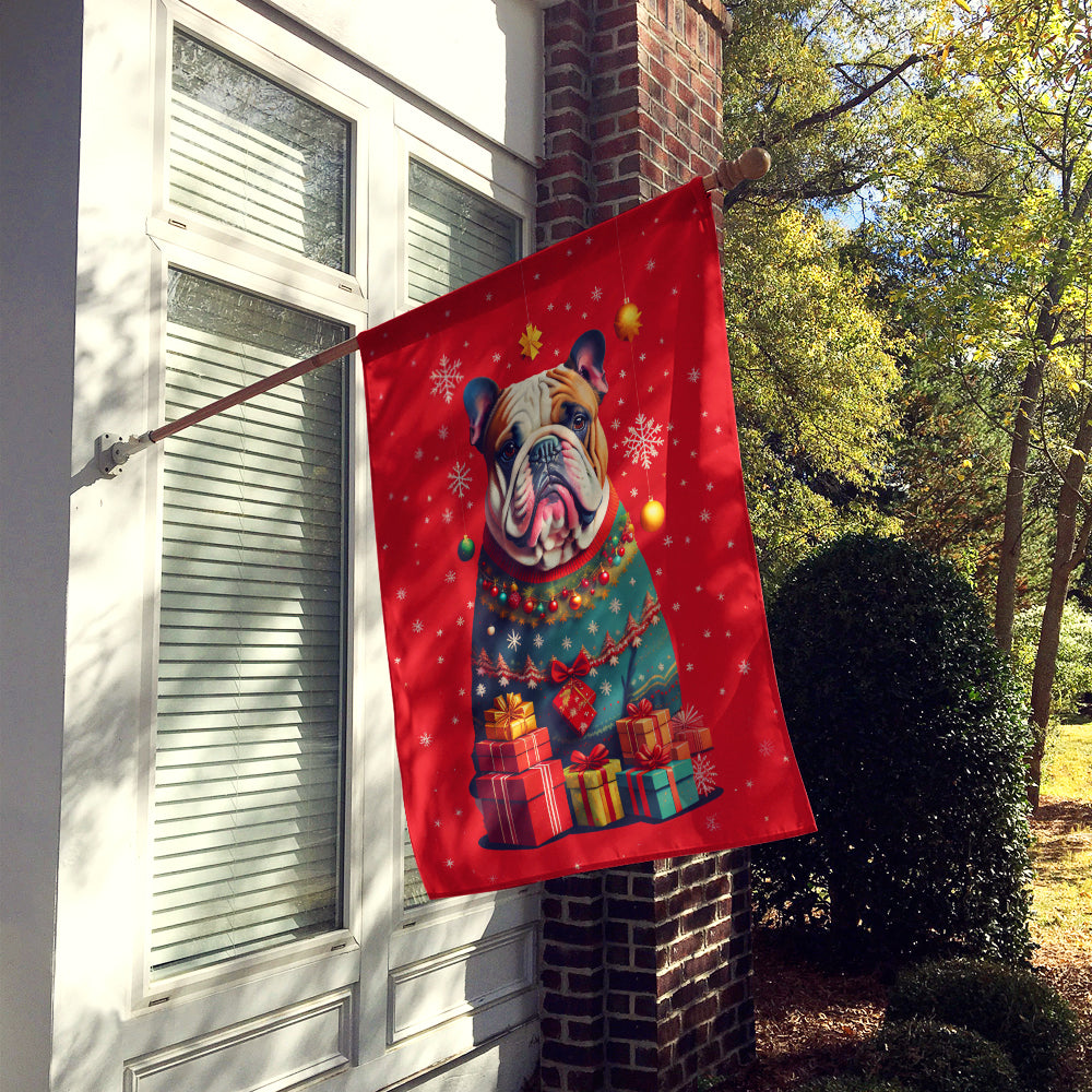 English Bulldog Holiday Christmas House Flag