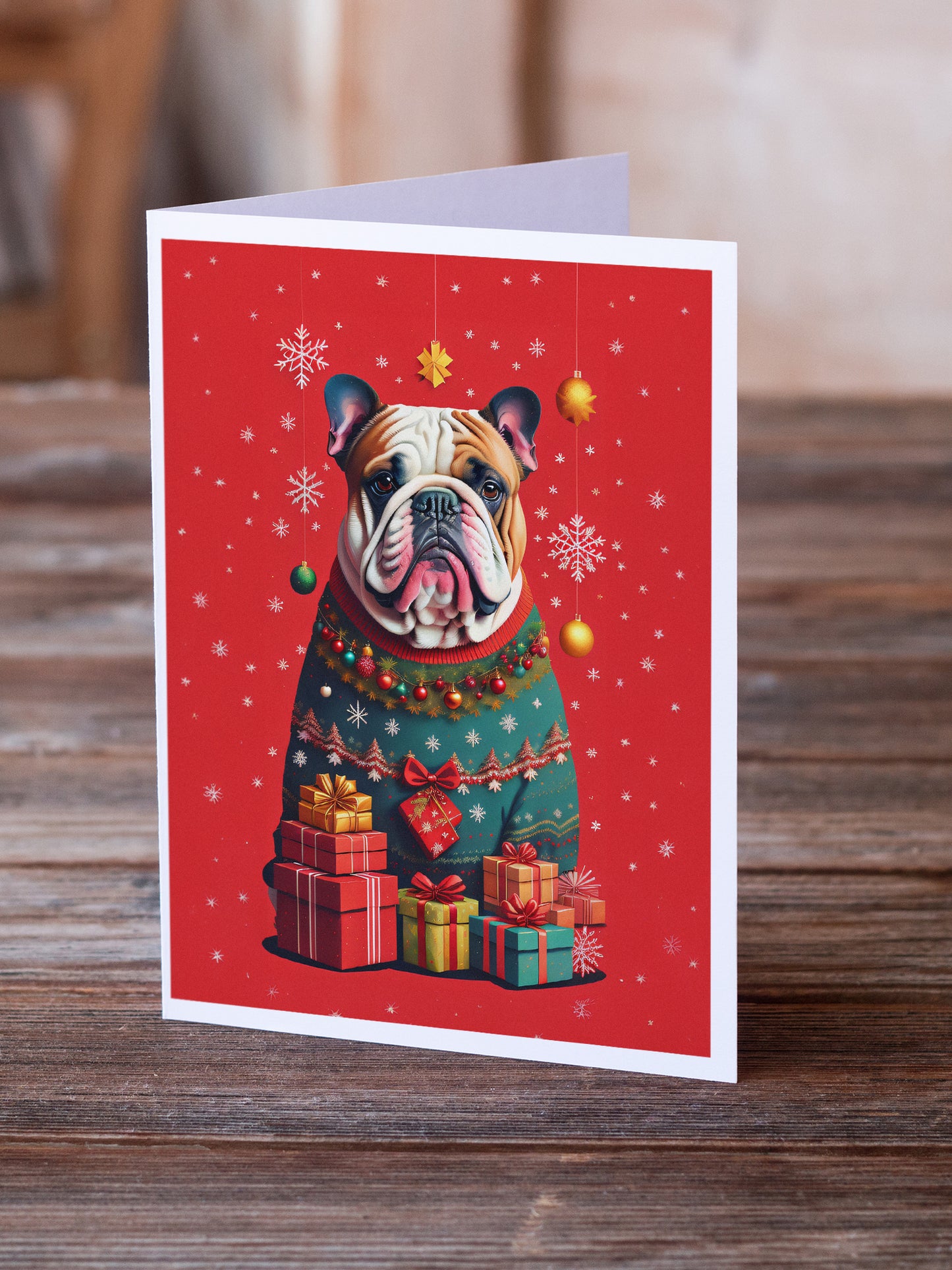 English Bulldog Holiday Christmas Greeting Cards Pack of 8