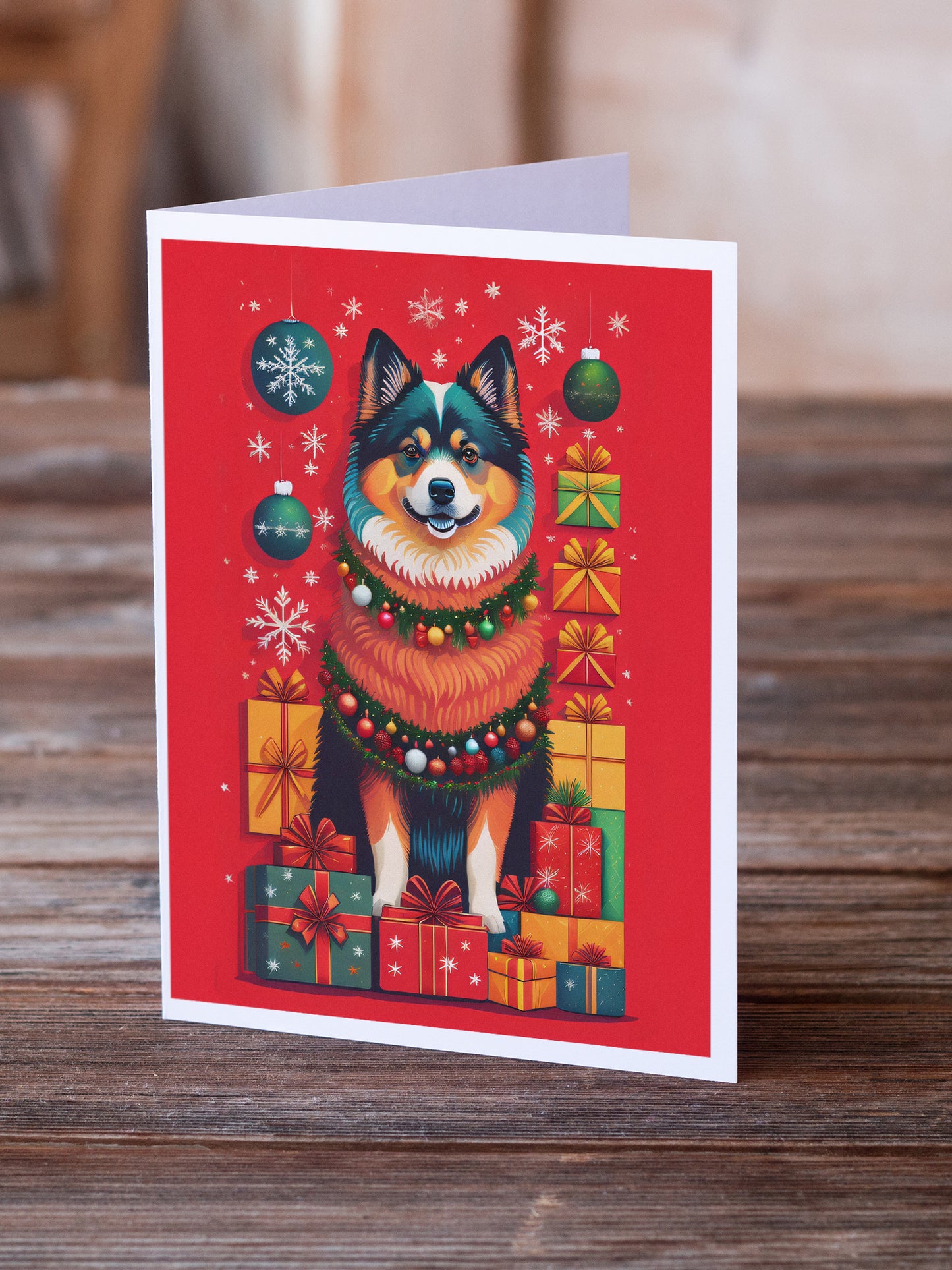 Finnish Lapphund Holiday Christmas Greeting Cards Pack of 8