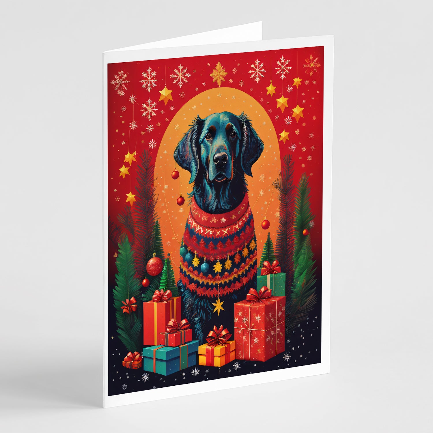 Buy this Flat-Coated Retriever Holiday Christmas Greeting Cards Pack of 8