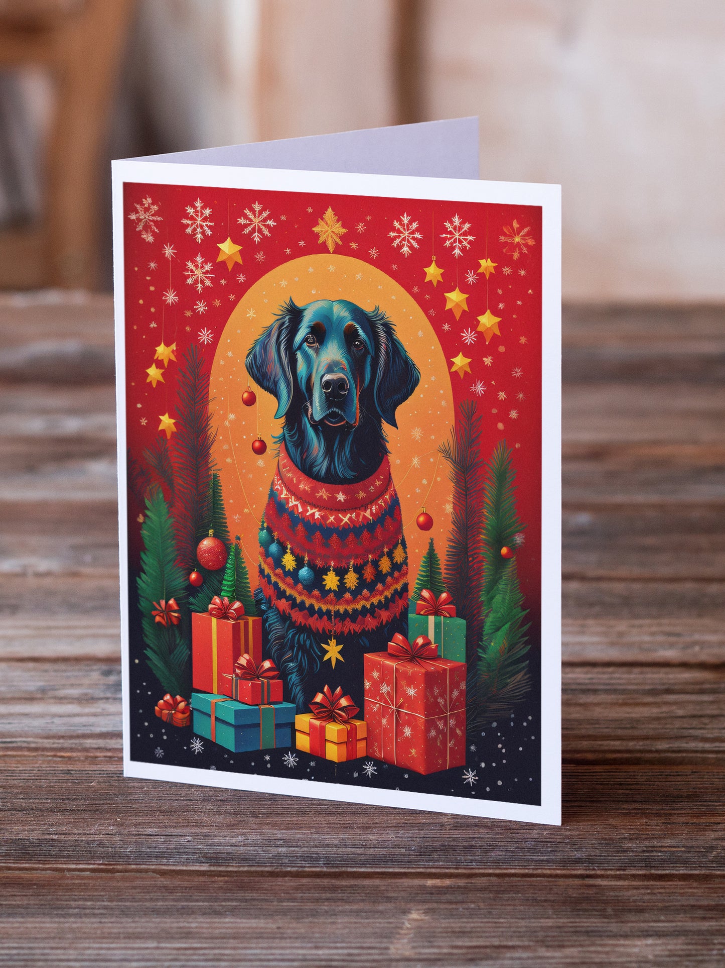 Flat-Coated Retriever Holiday Christmas Greeting Cards Pack of 8