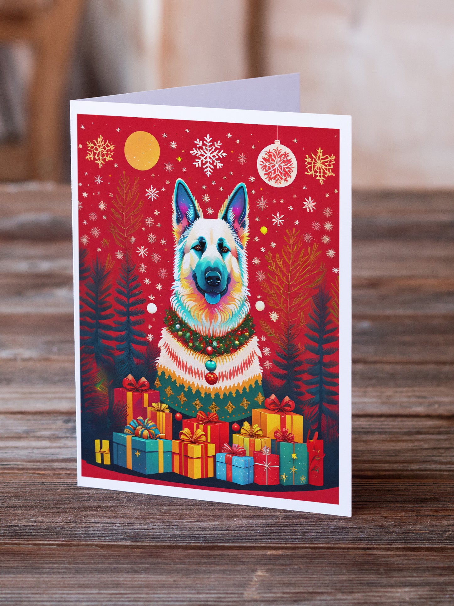 German Shepherd Holiday Christmas Greeting Cards Pack of 8