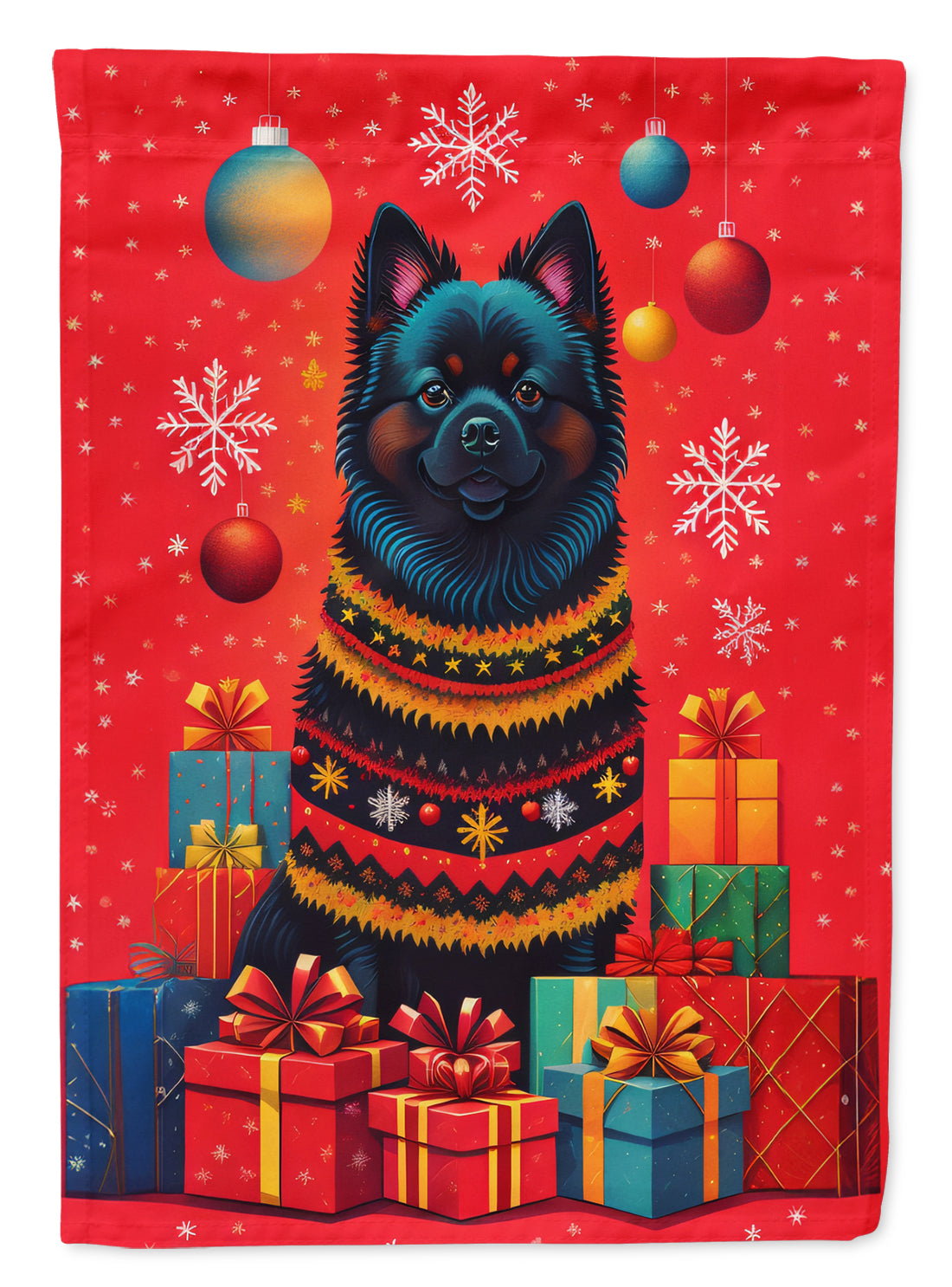 Buy this German Spitz Holiday Christmas House Flag