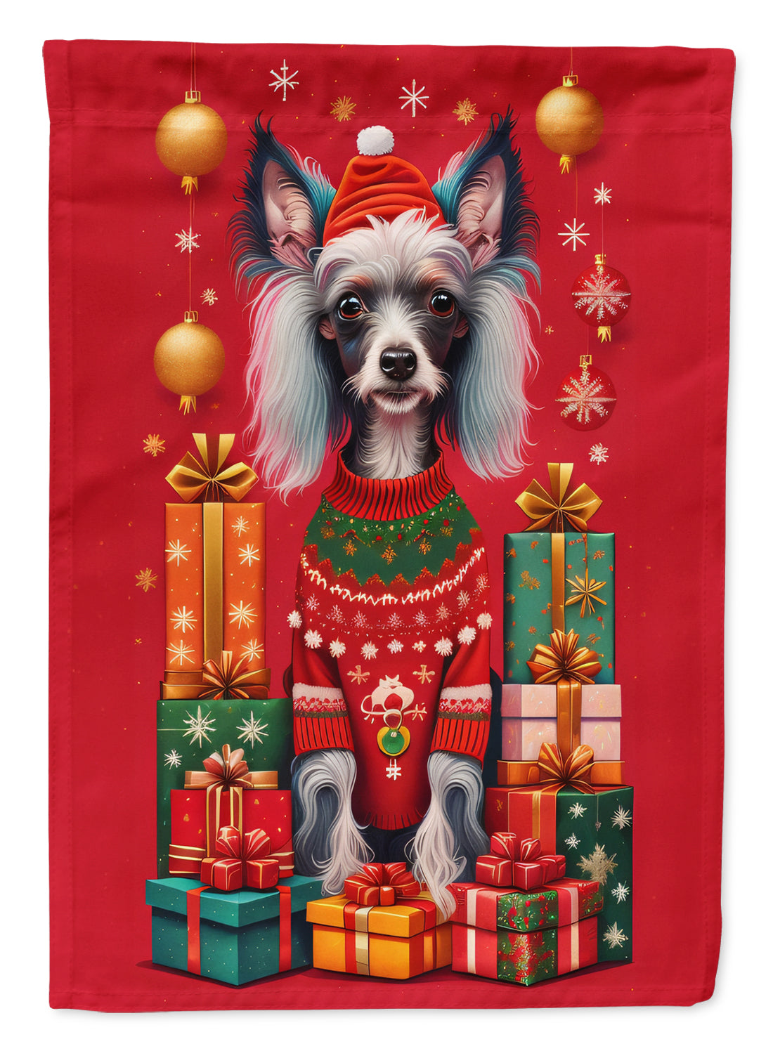 Buy this Chinese Crested Holiday Christmas House Flag