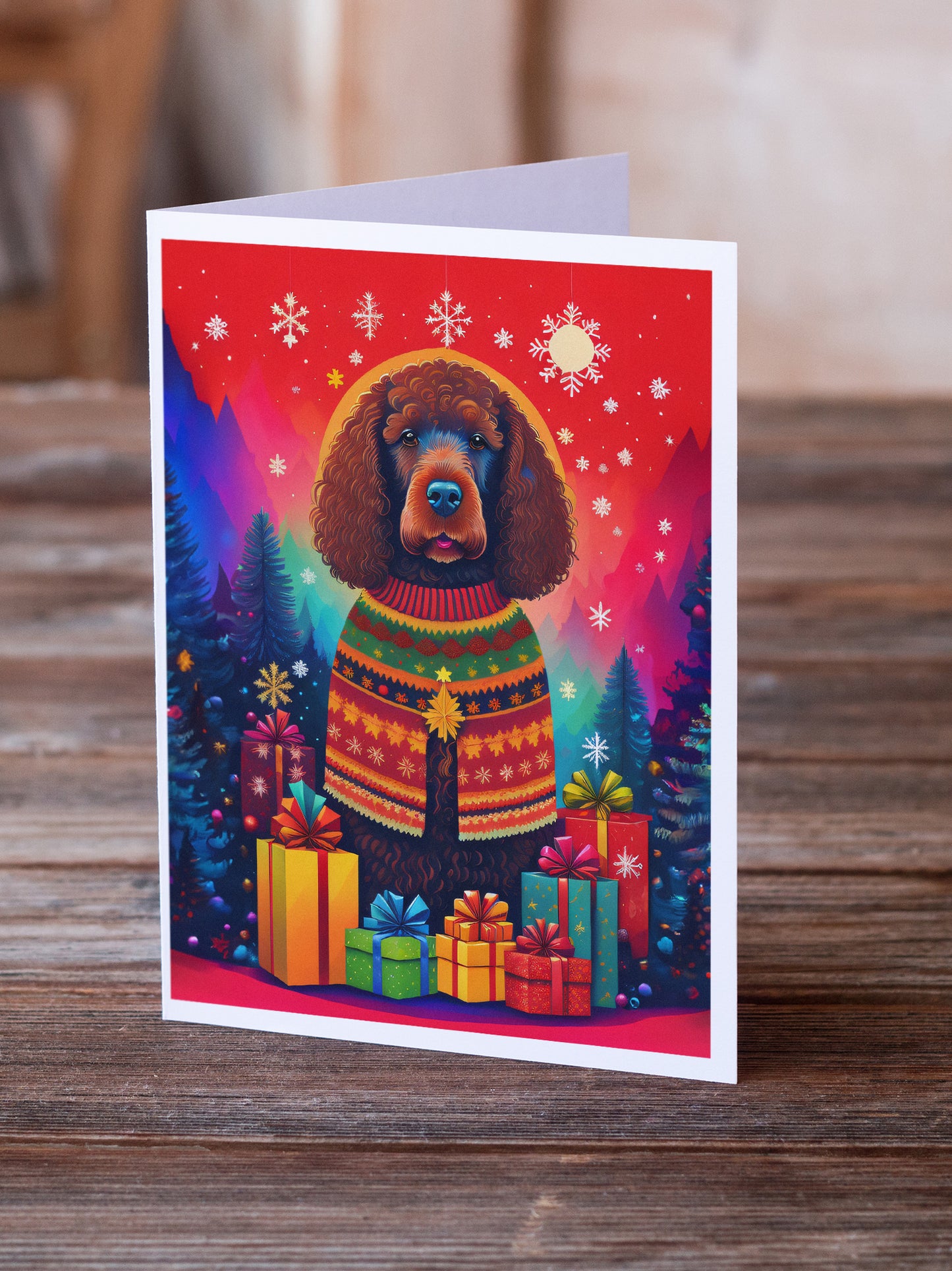 Irish Water Spaniel Holiday Christmas Greeting Cards Pack of 8