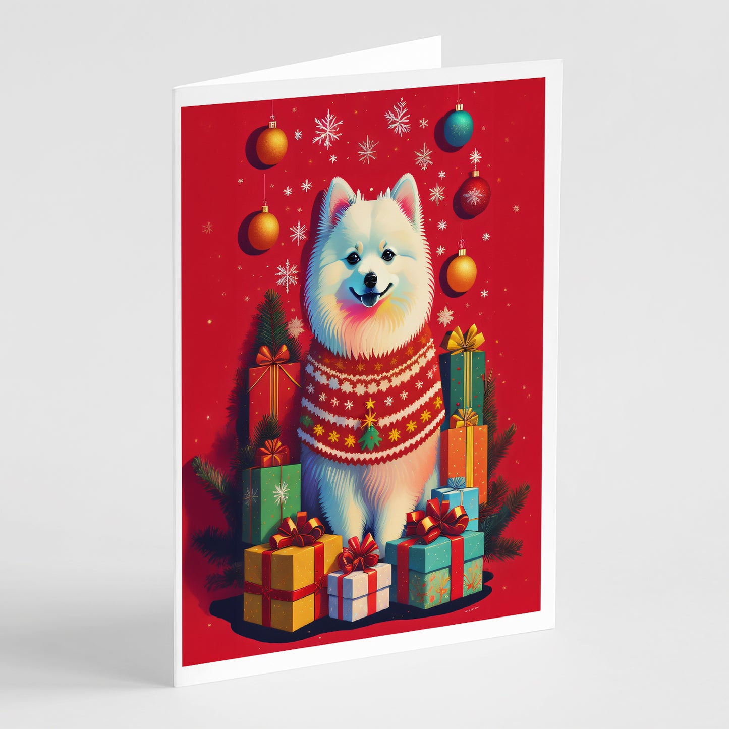 Buy this Japanese Spitz Holiday Christmas Greeting Cards Pack of 8