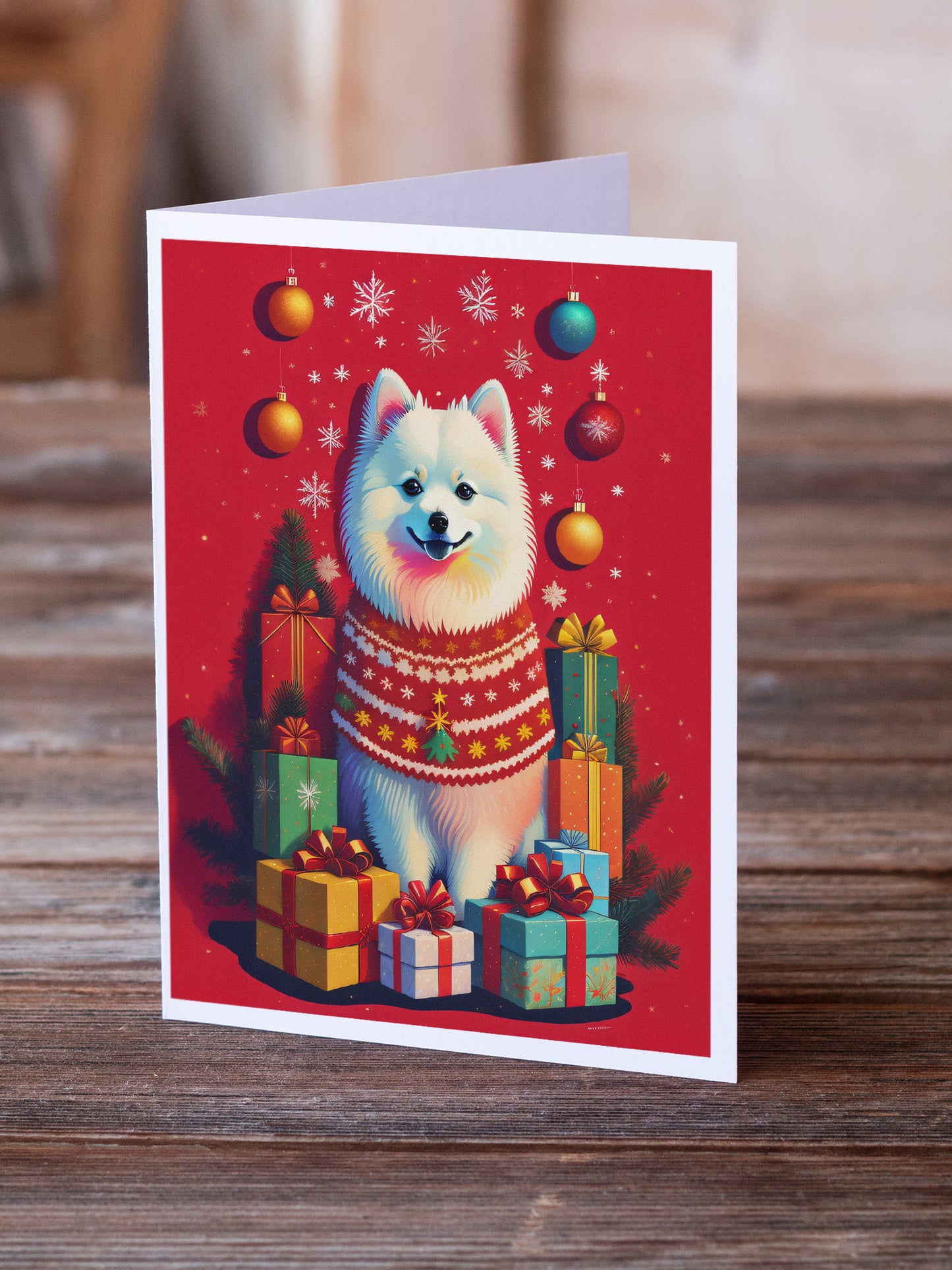 Japanese Spitz Holiday Christmas Greeting Cards Pack of 8