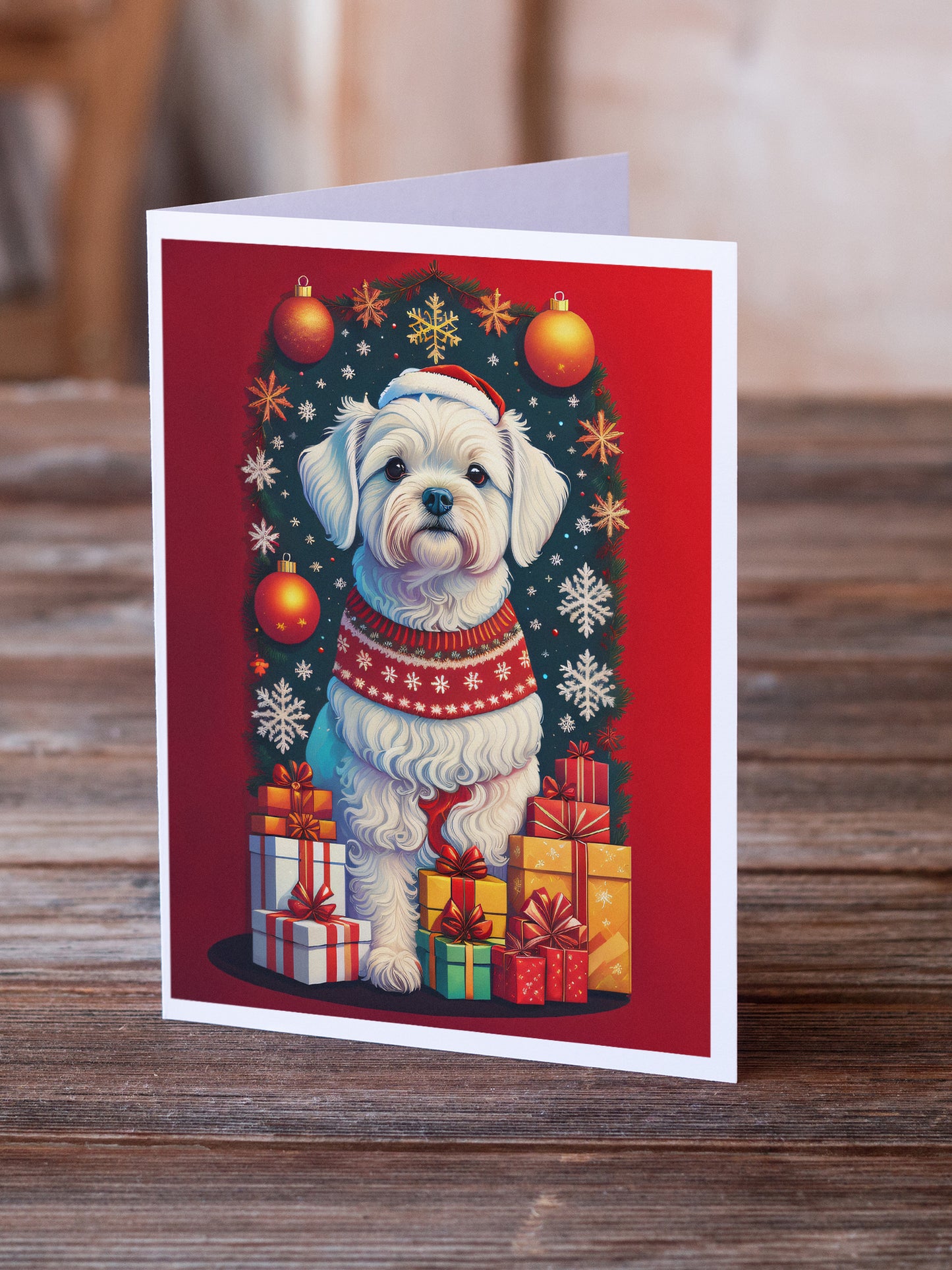 Maltese Holiday Christmas Greeting Cards Pack of 8