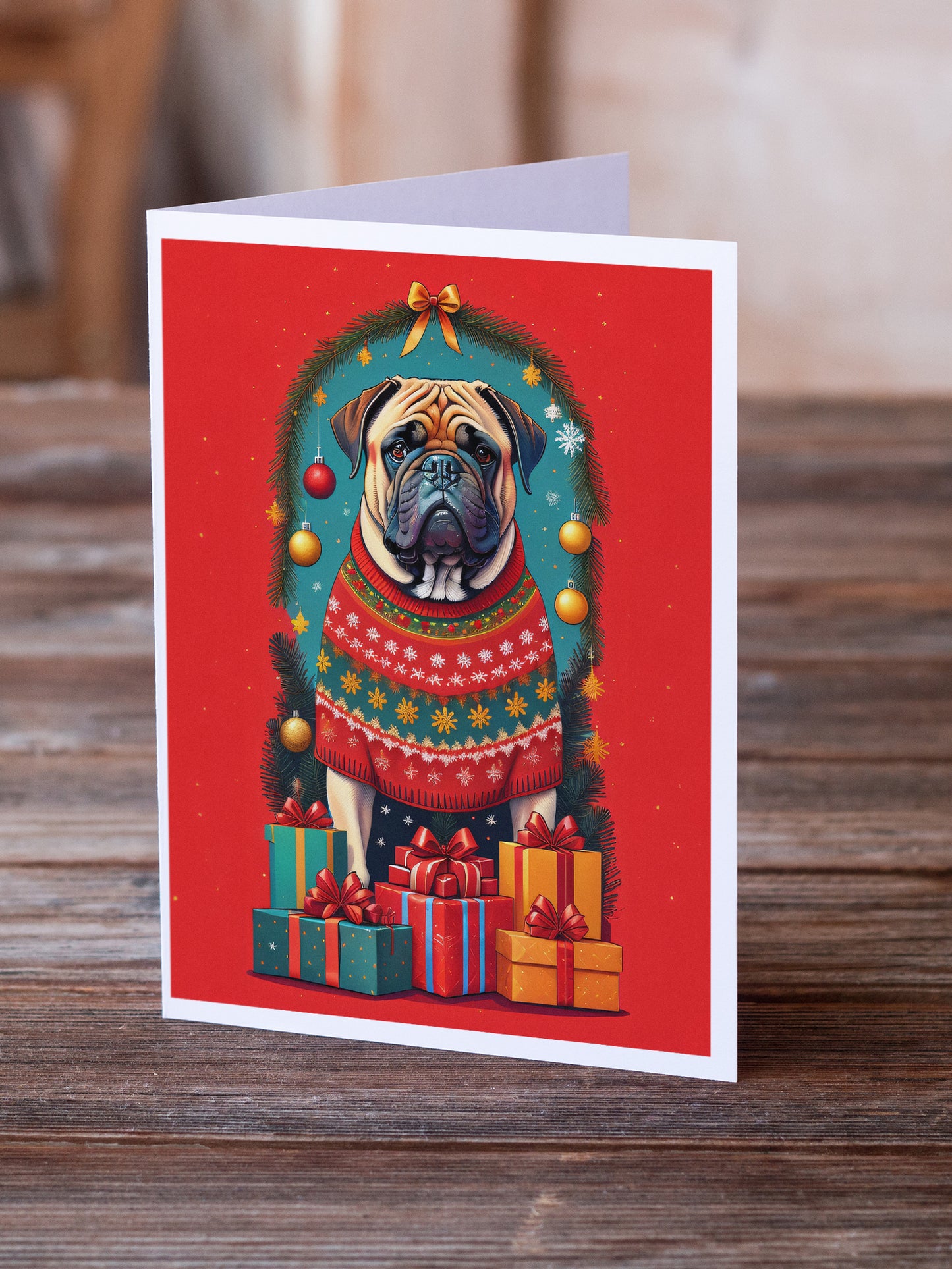 Mastiff Holiday Christmas Greeting Cards Pack of 8