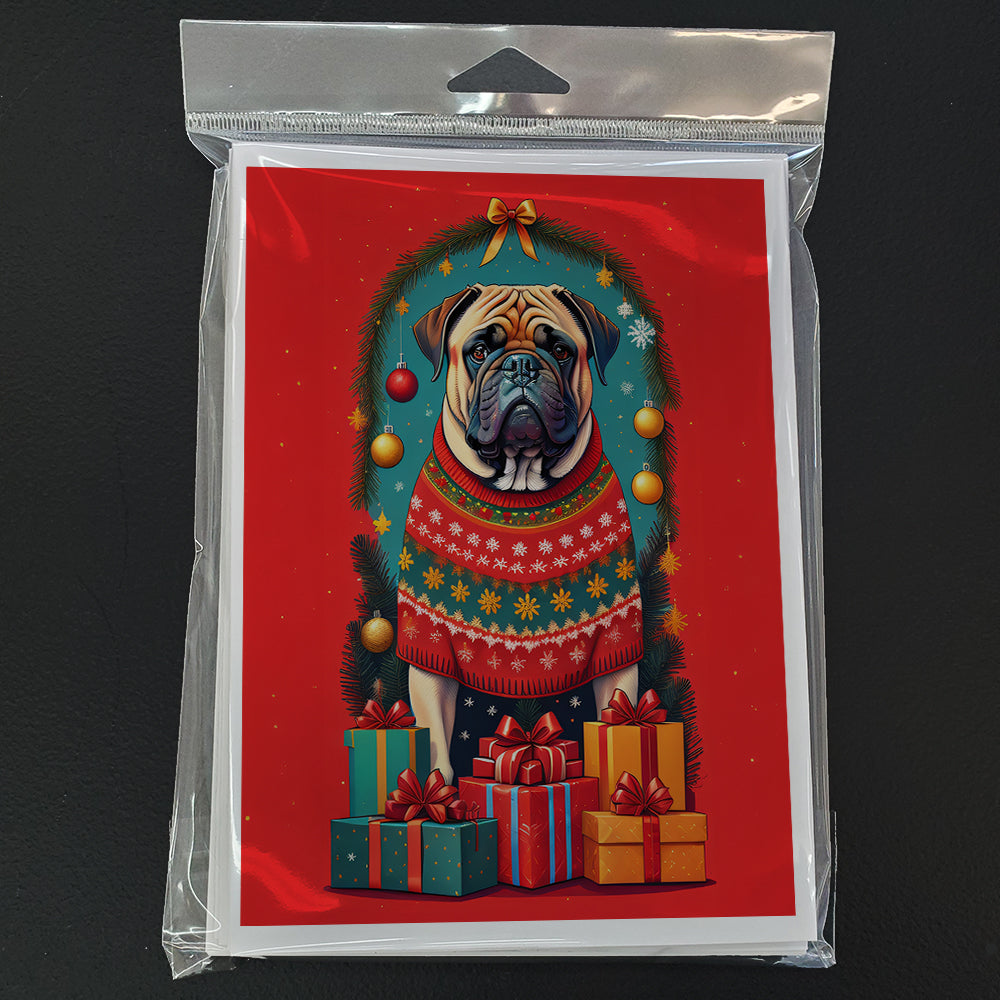 Mastiff Holiday Christmas Greeting Cards Pack of 8