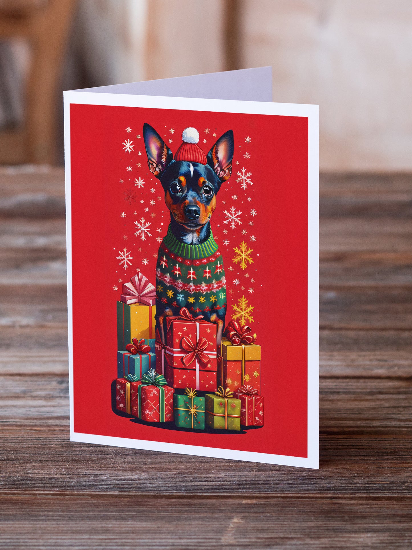 Miniature Pinscher Holiday Christmas Greeting Cards Pack of 8