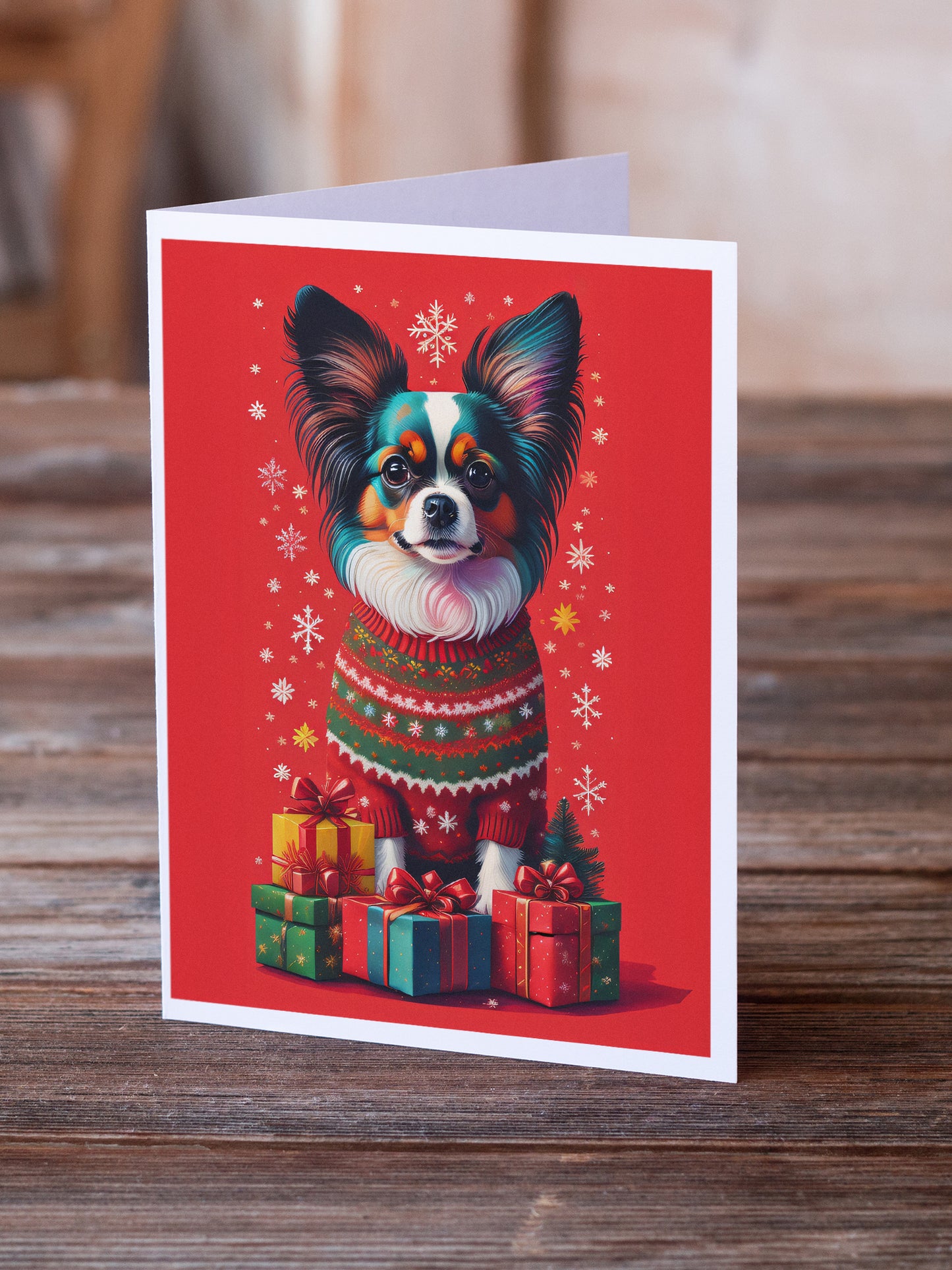 Papillon Holiday Christmas Greeting Cards Pack of 8