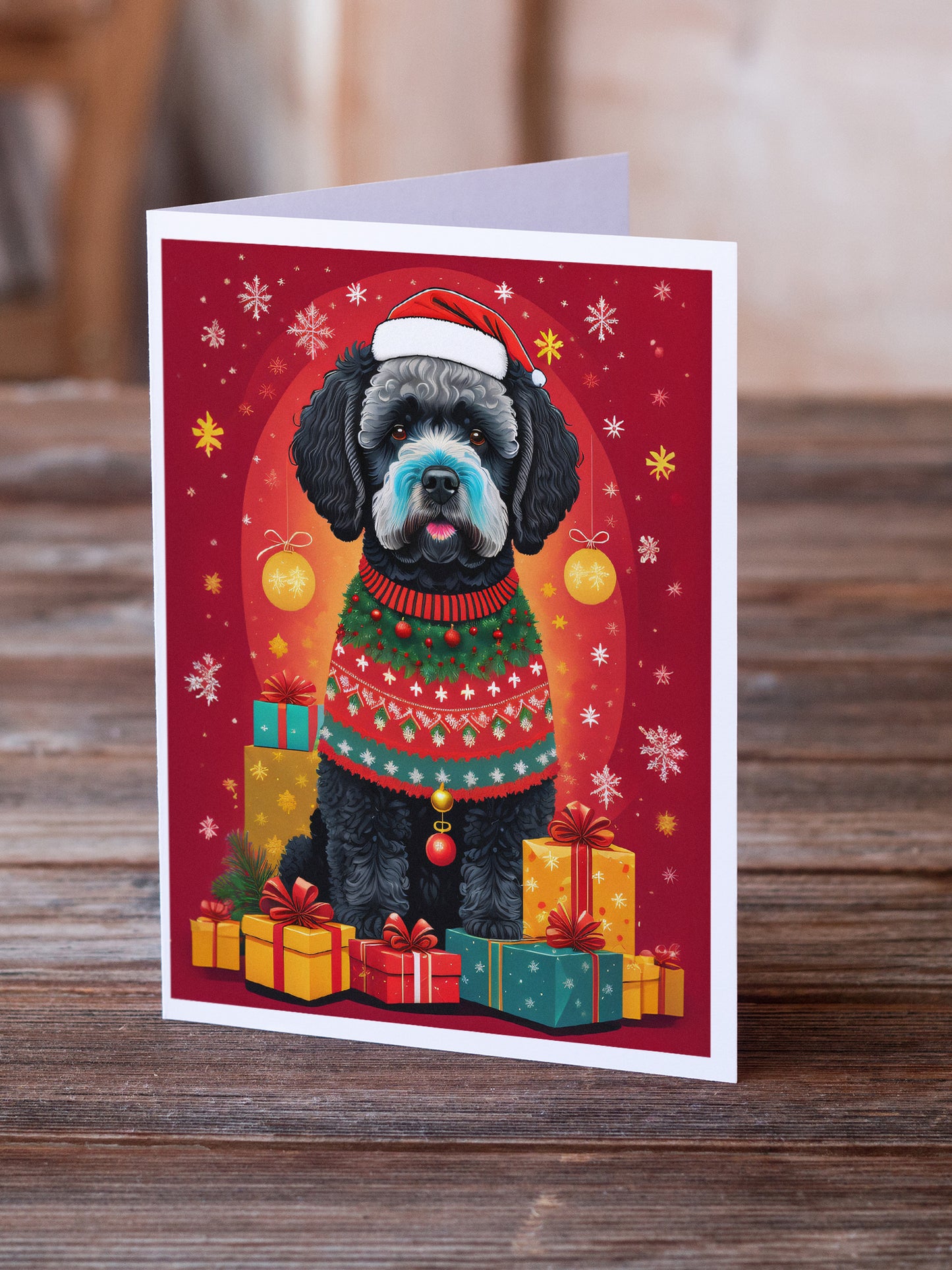 Portuguese Water Dog Holiday Christmas Greeting Cards Pack of 8