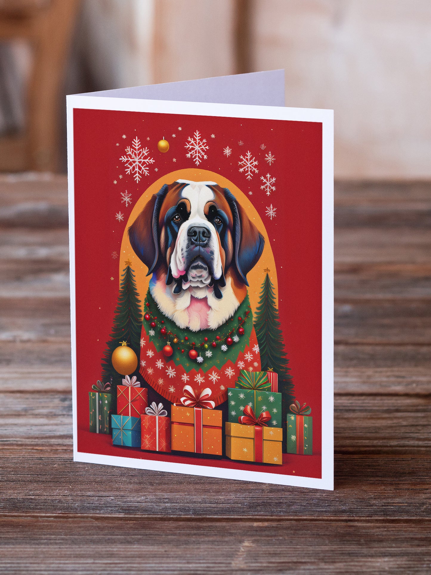 Saint Bernard Holiday Christmas Greeting Cards Pack of 8