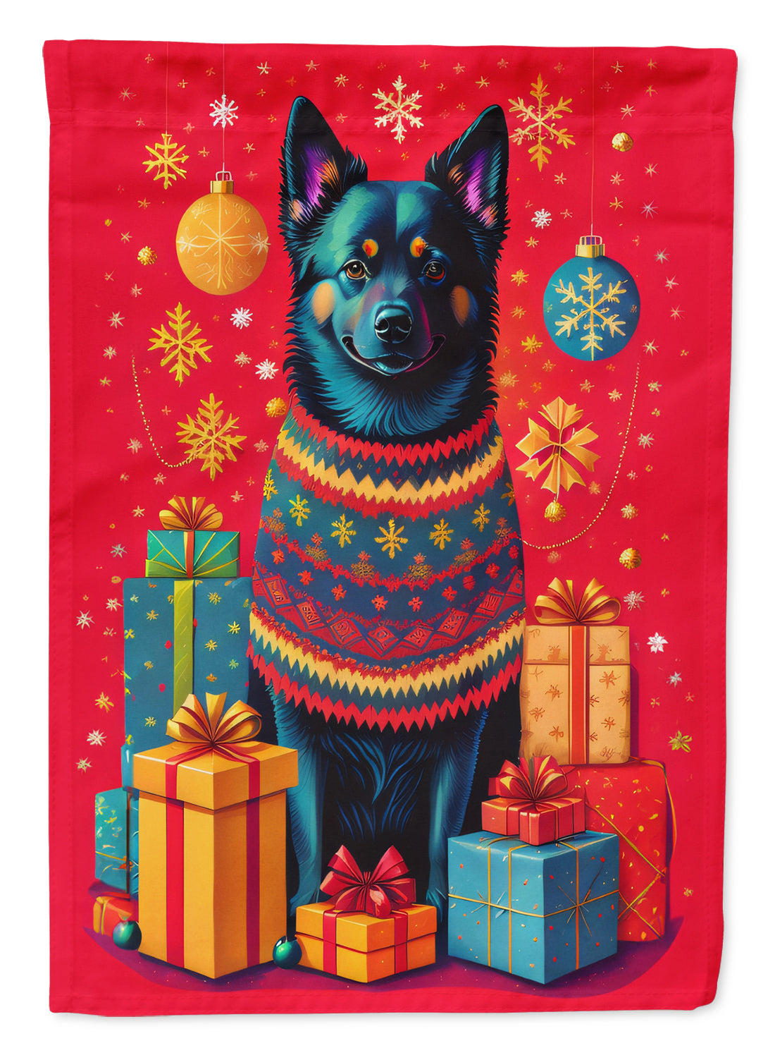 Buy this Schipperke Holiday Christmas House Flag